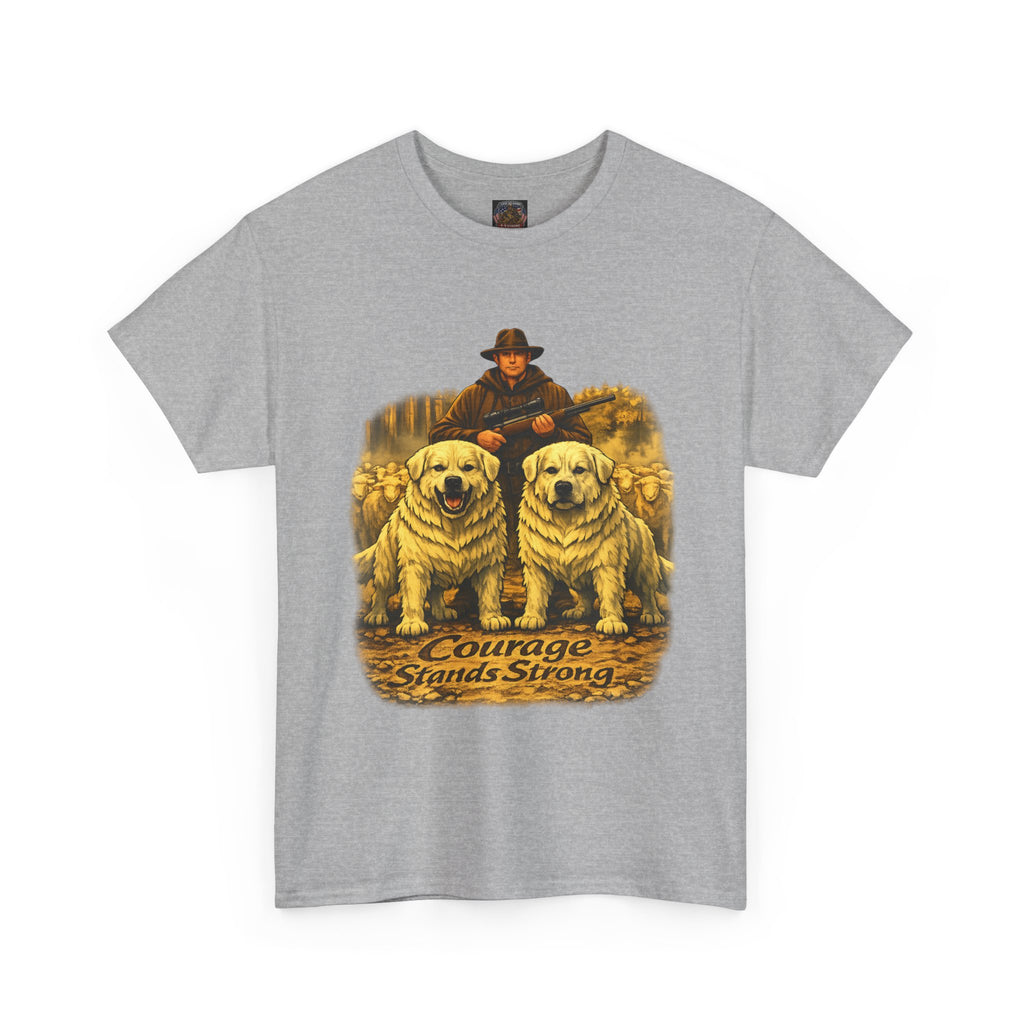 T-Shirt — Courage Stands Strong Vintage Shepherds & Dogs Graphic Tee