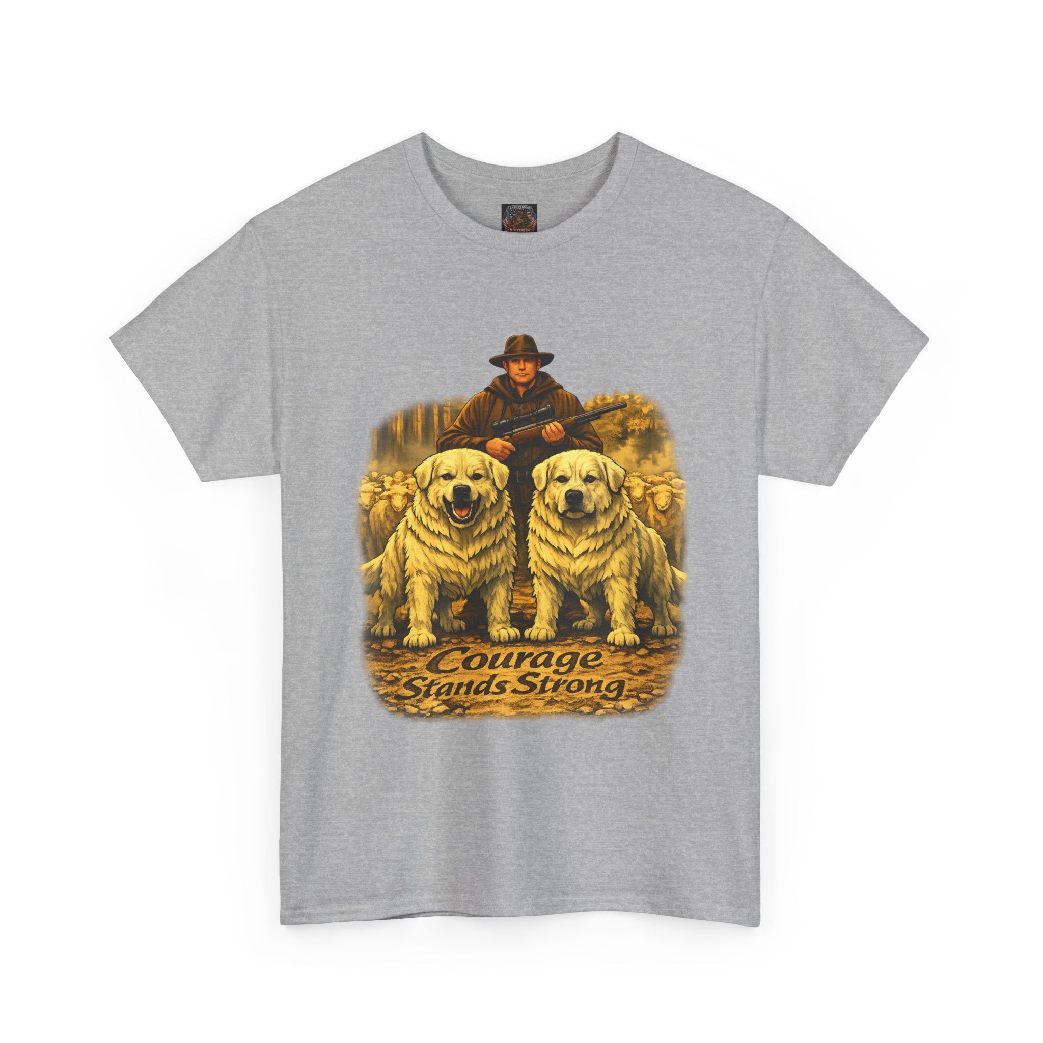 T-Shirt — Courage Stands Strong Vintage Shepherds & Dogs Graphic Tee