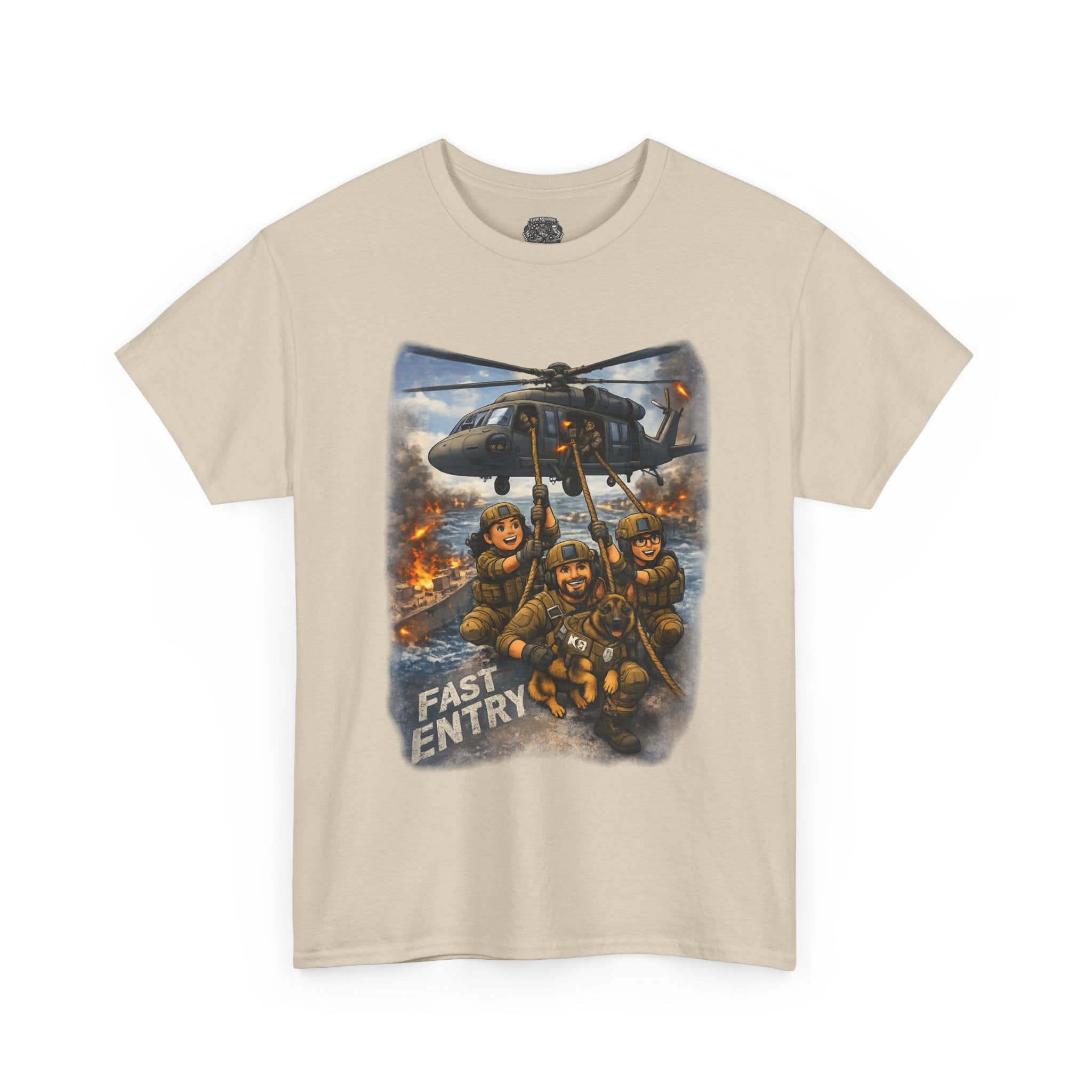 Military Helicopter Insertion Tee — "Fast Entry" Graphic T-Shirt