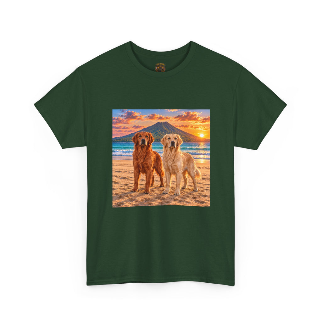 Golden Retrievers on Beach Sunset T-Shirt