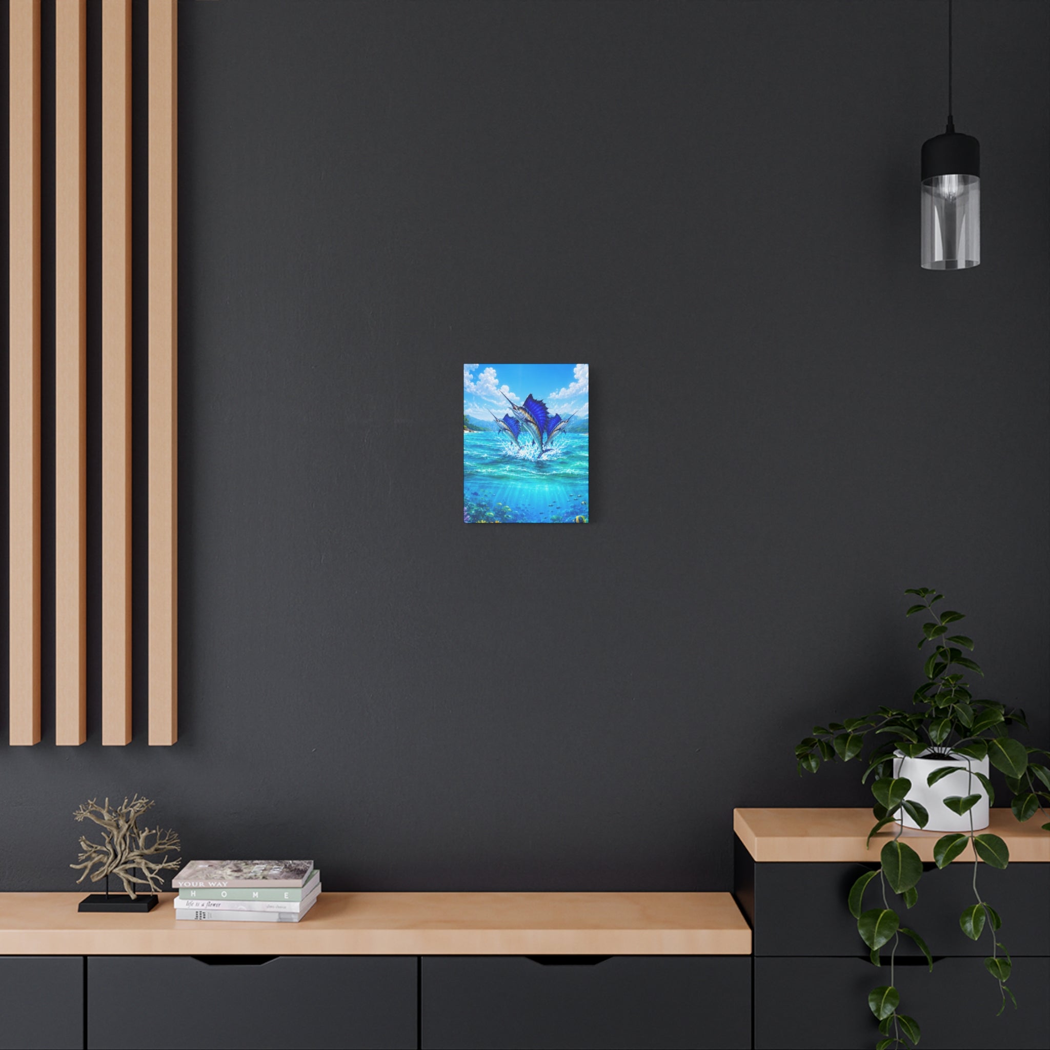 Sailfish Ocean Canvas Wall Art — Vibrant Blue Tropical Seascape
