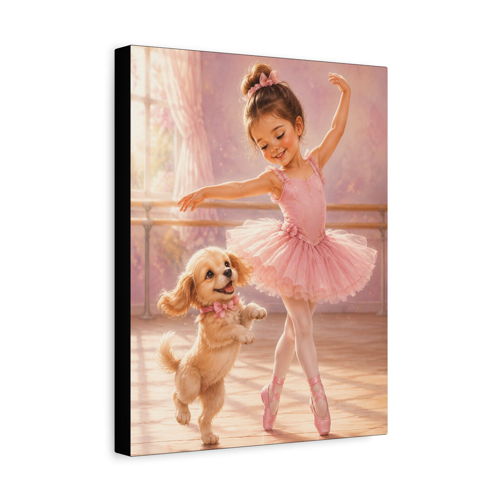 Ballerina Puppy Canvas Wall Art — Matte Stretched 1.25"