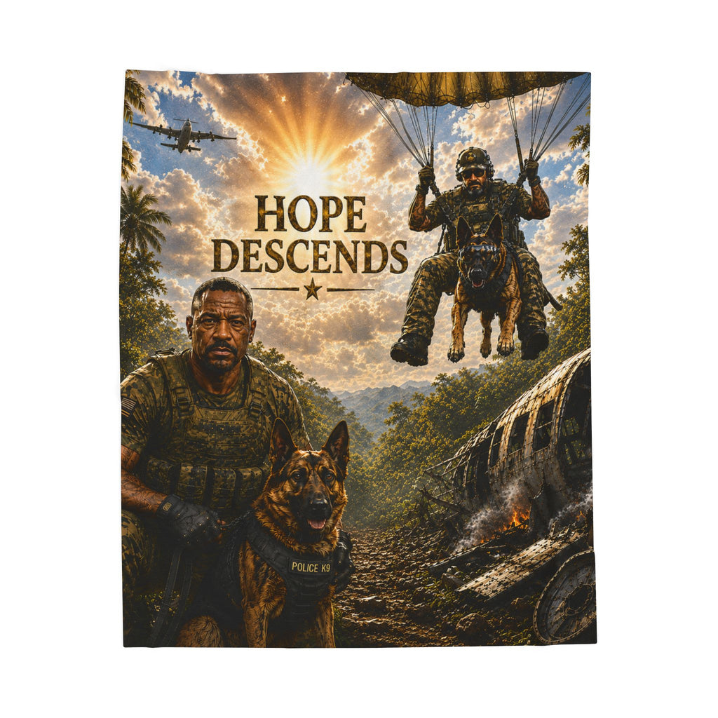 Hope Descends Military Paratrooper & K9 Velveteen Plush Blanket