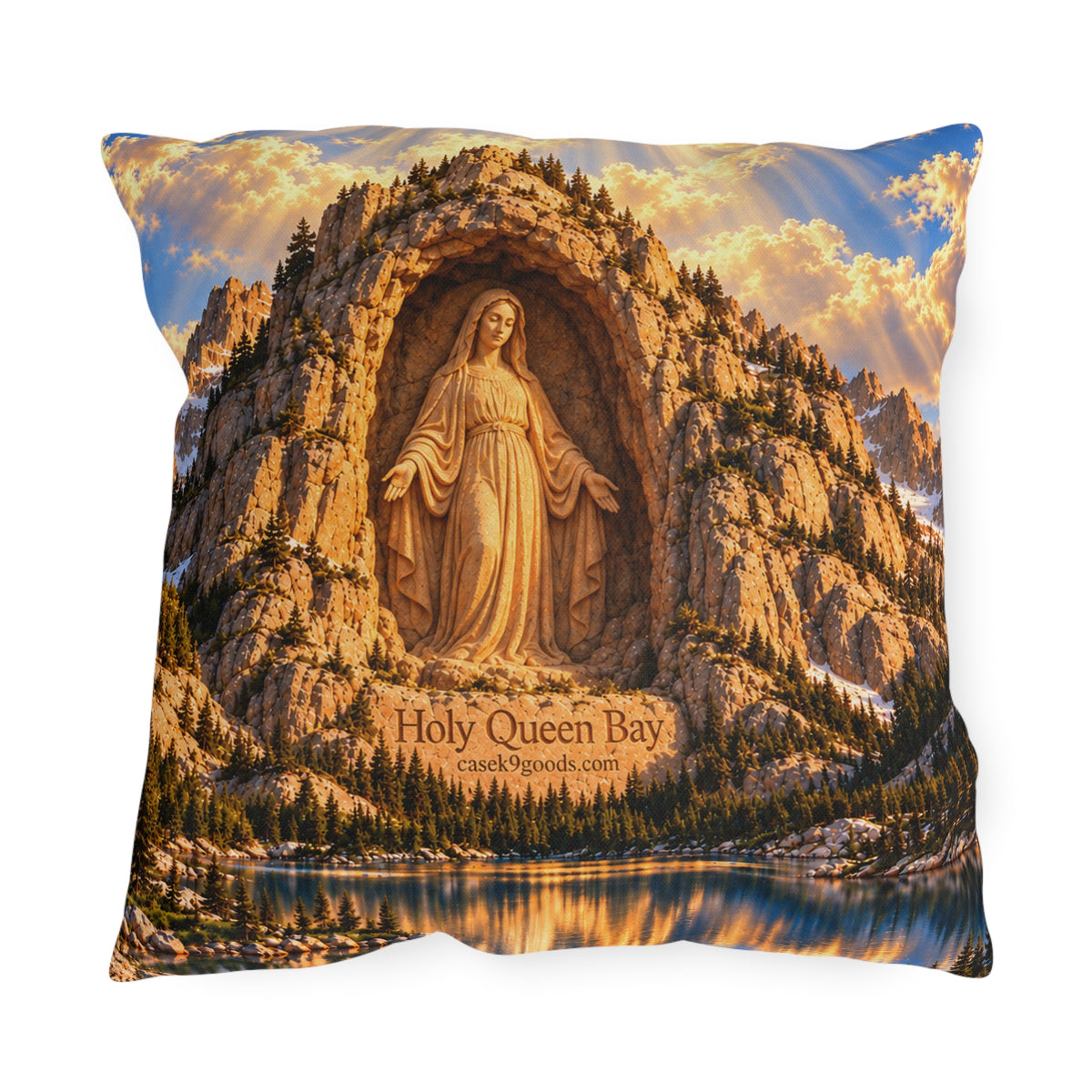 Holy Queen Bay Virgin Mary Religious Outdoor Pillow