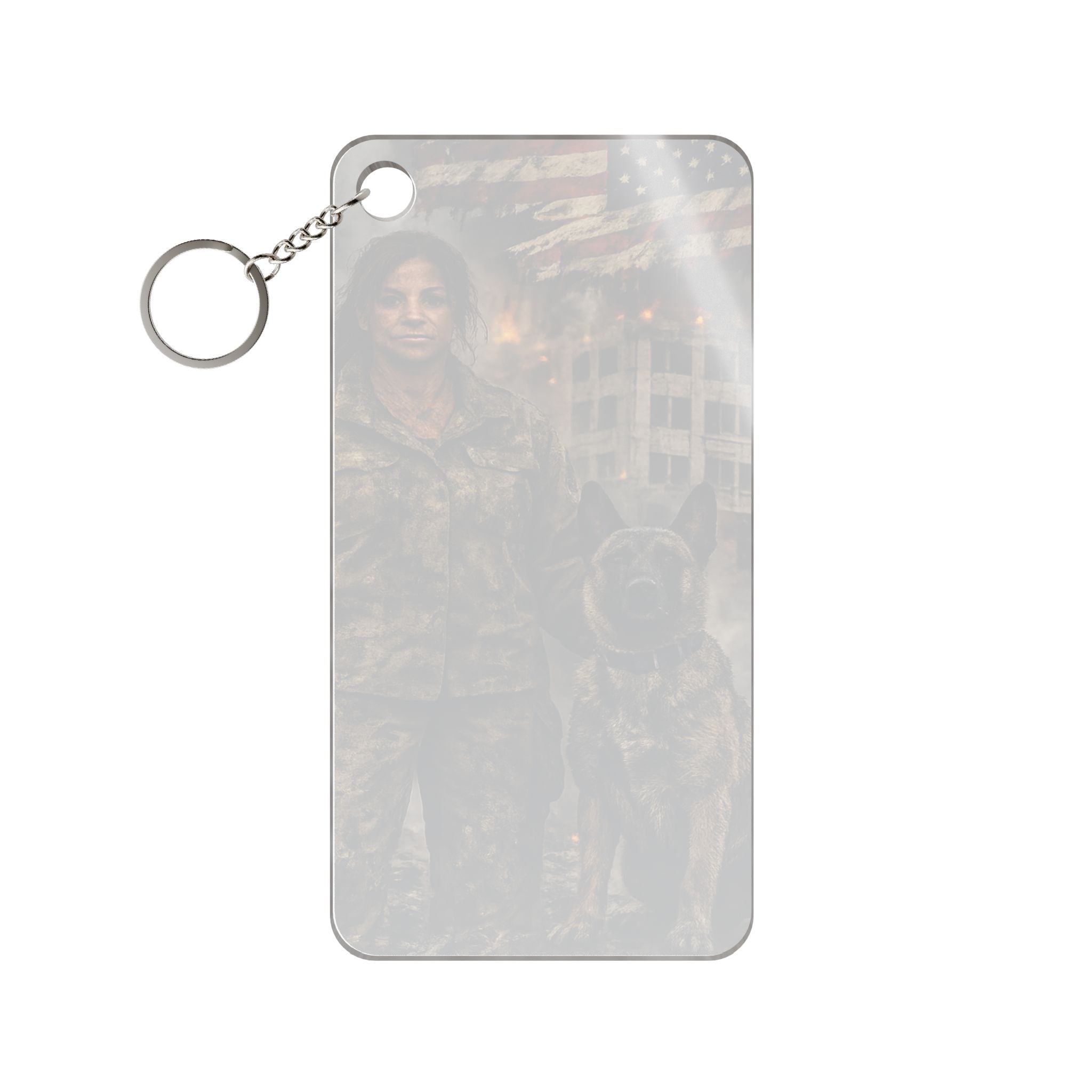 Patriotic Military K9 Soldier Keychain Charm