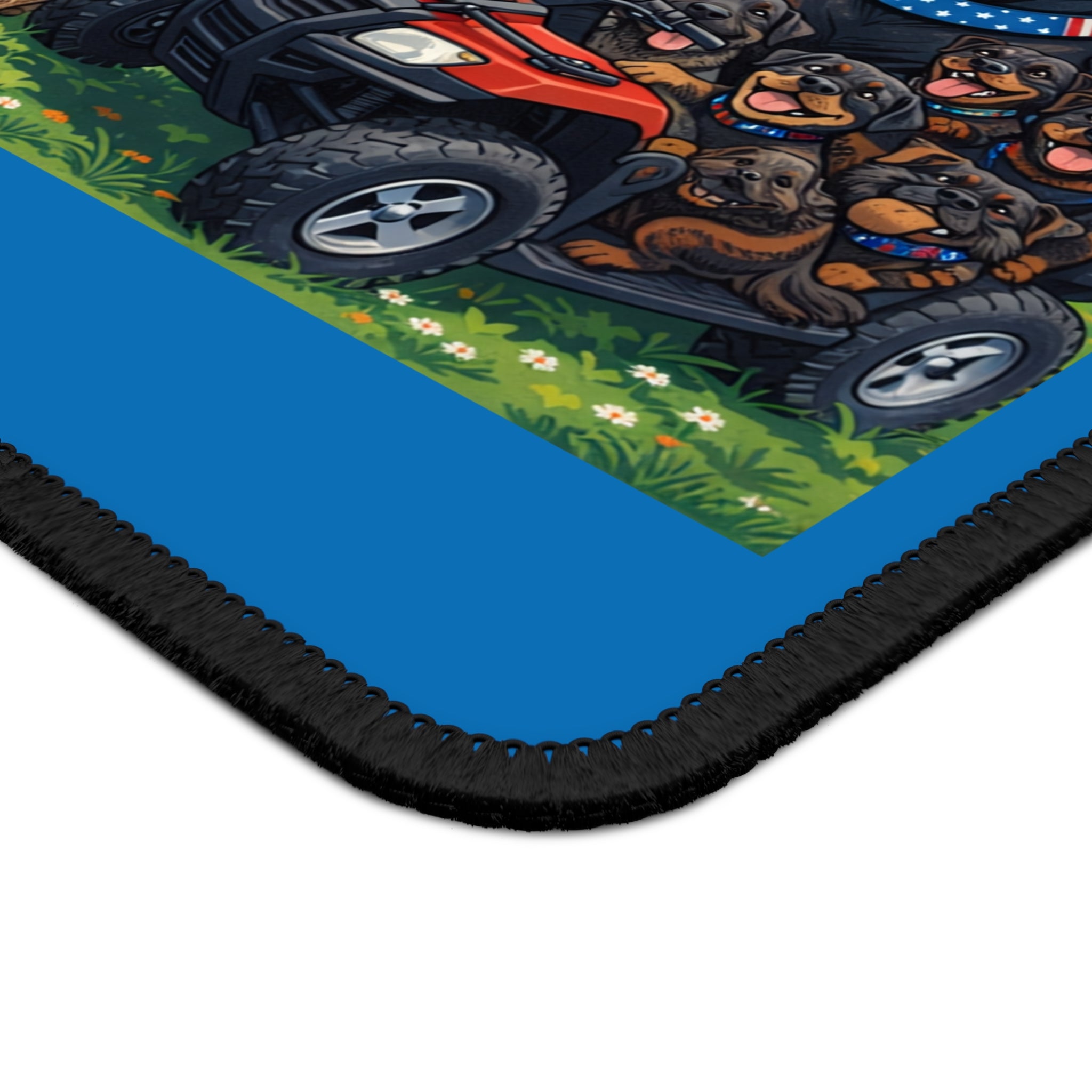 Pack Strong Summer Long Gaming Mouse Pad — Patriotic German Shepherds Lake Scene