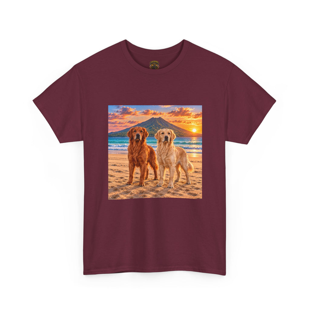 Golden Retrievers on Beach Sunset T-Shirt