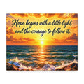 Hope Begins Canvas Wall Art – Inspirational Sunset Ocean Quote