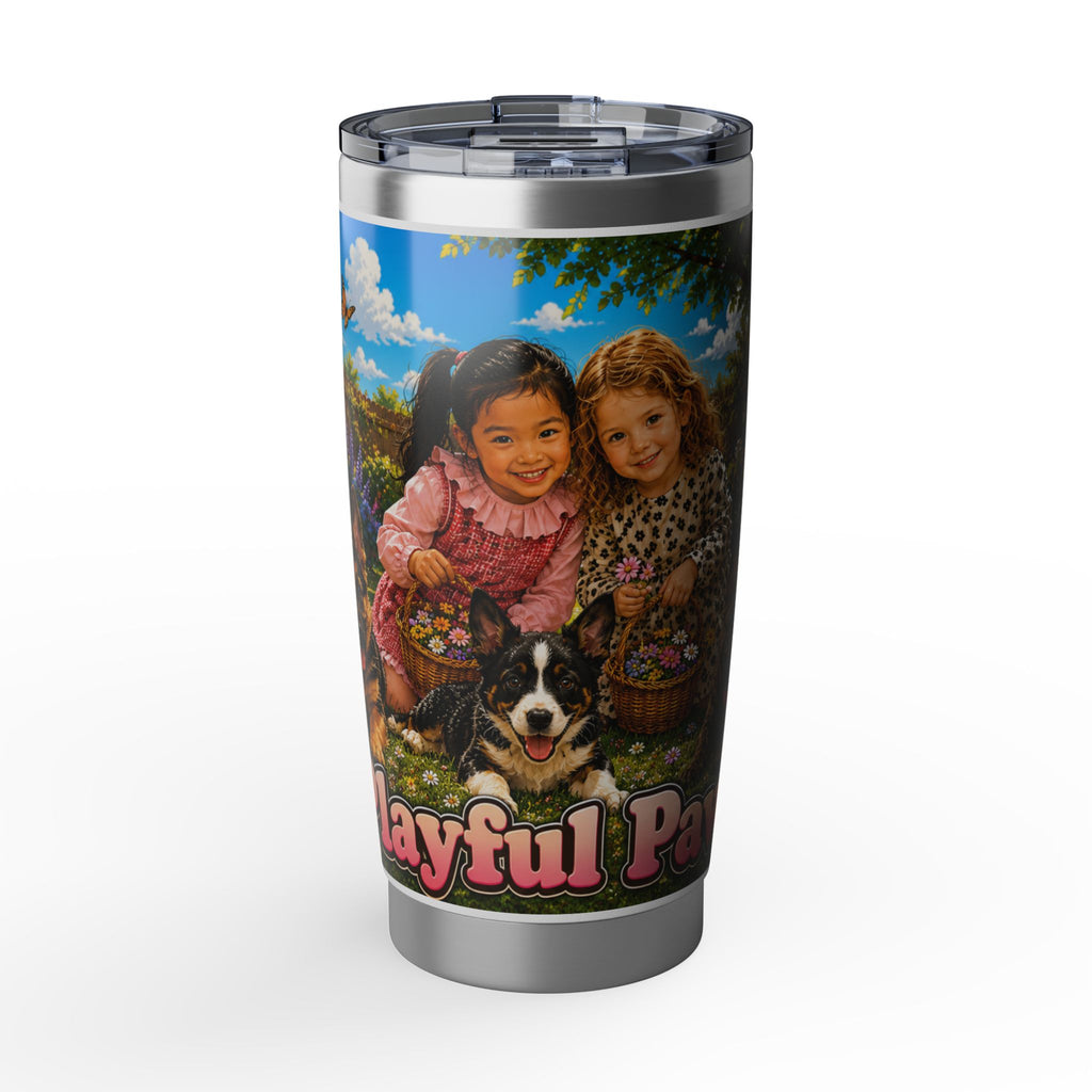 20oz Tumbler - Playful Puppy Floral Kids & Puppies Insulated Travel Cup