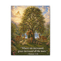 Adam and Eve Garden Canvas Wall Art – Biblical Paradise Stretched Matte Canvas