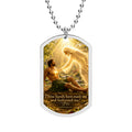 Religious Dog Tag Necklace — "Thine Hands Have Made Me" Guardian Angel Design