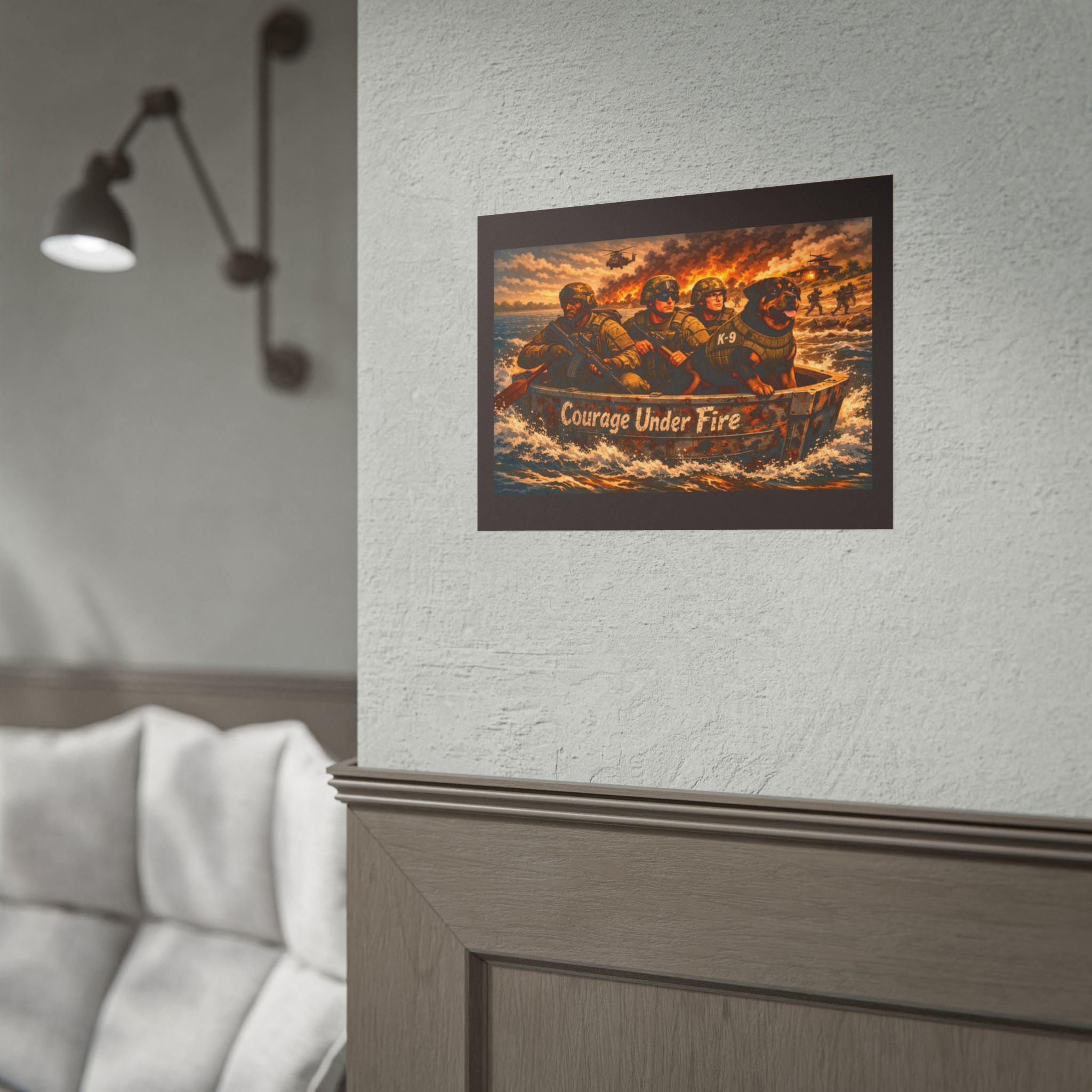 Rolled Poster — Courage Under Fire Military Wall Art (Veteran & K9 Tribute)