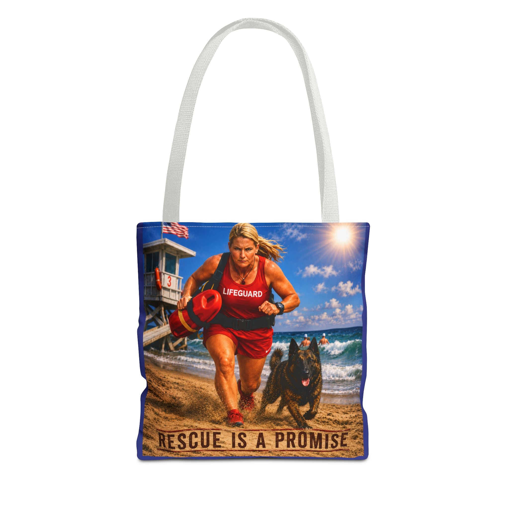 Lifeguard Rescue Tote Bag – "Rescue Is a Promise" Beach Tote