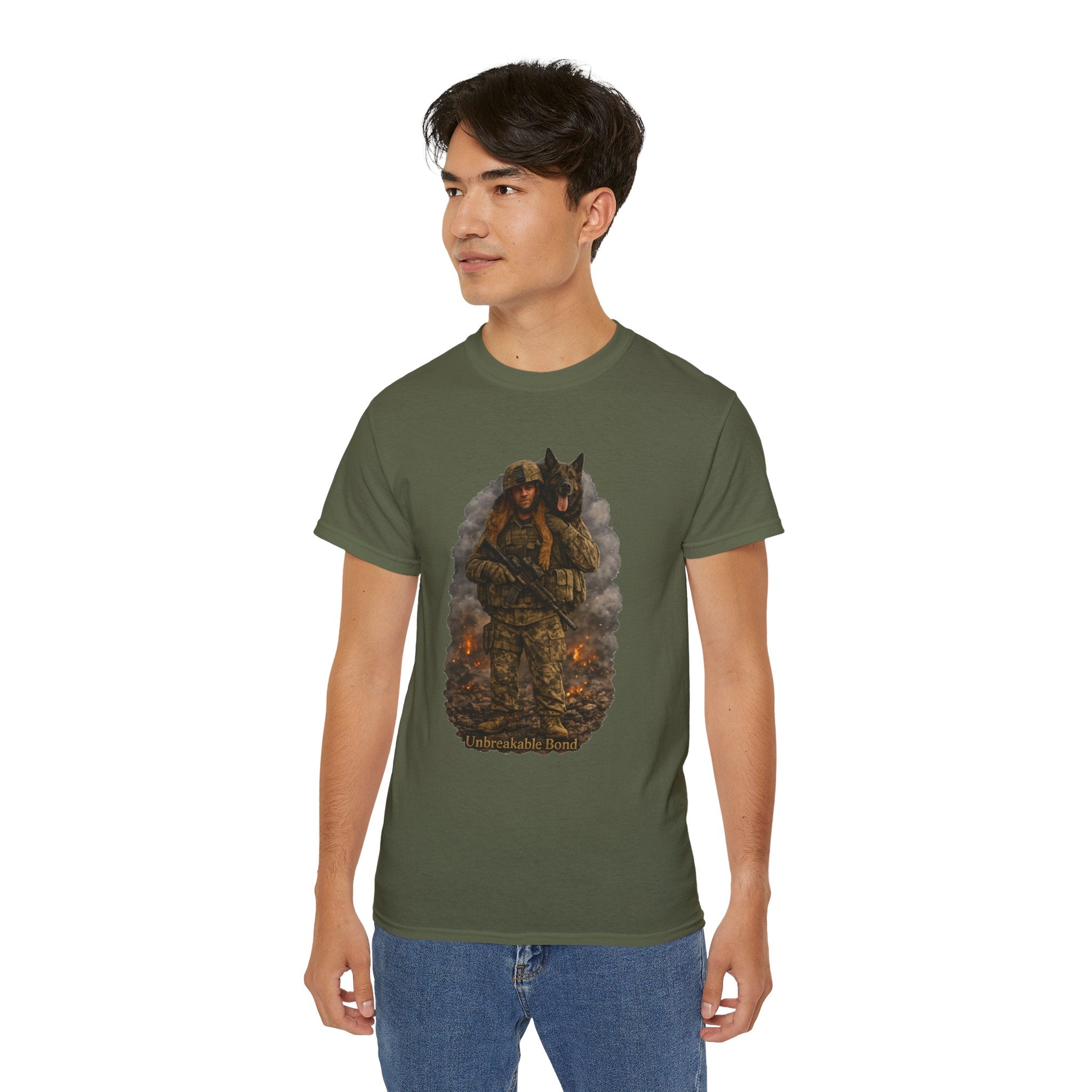 Soldier & K9 Camouflage T-Shirt — Military Veteran Tribute Tee