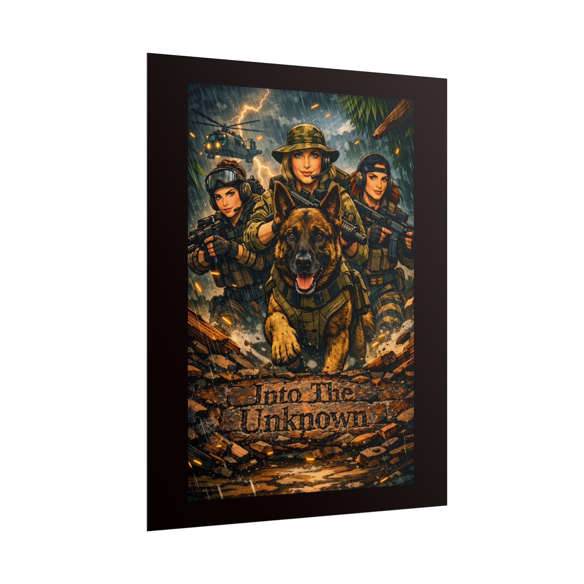 Rolled Poster — K9 Tactical Unit 'Into The Unknown' Military Dog Wall Art