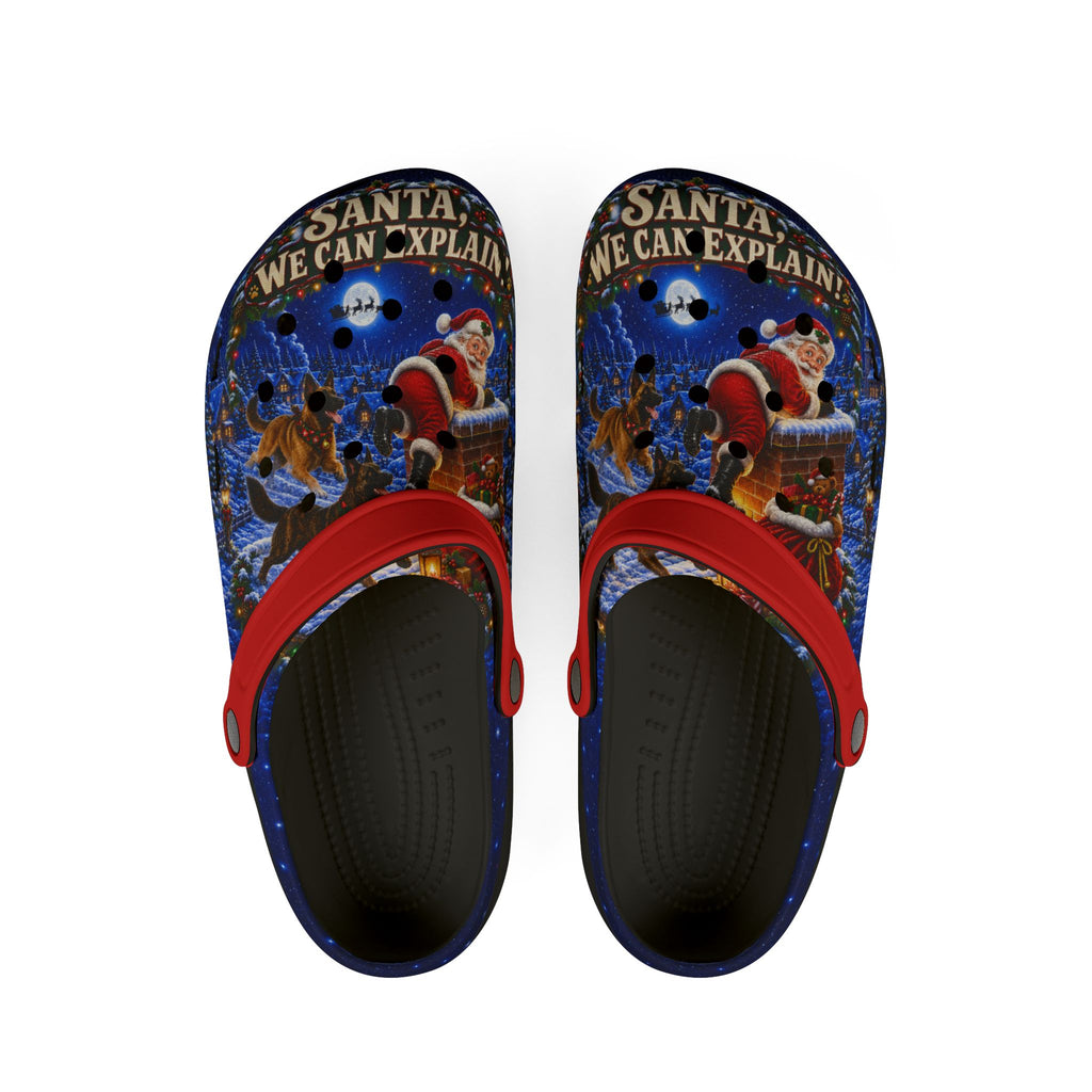 Christmas Santa Clogs – Malinois Dog 'Santa We Can Explain' EVA Foam Slip-Ons