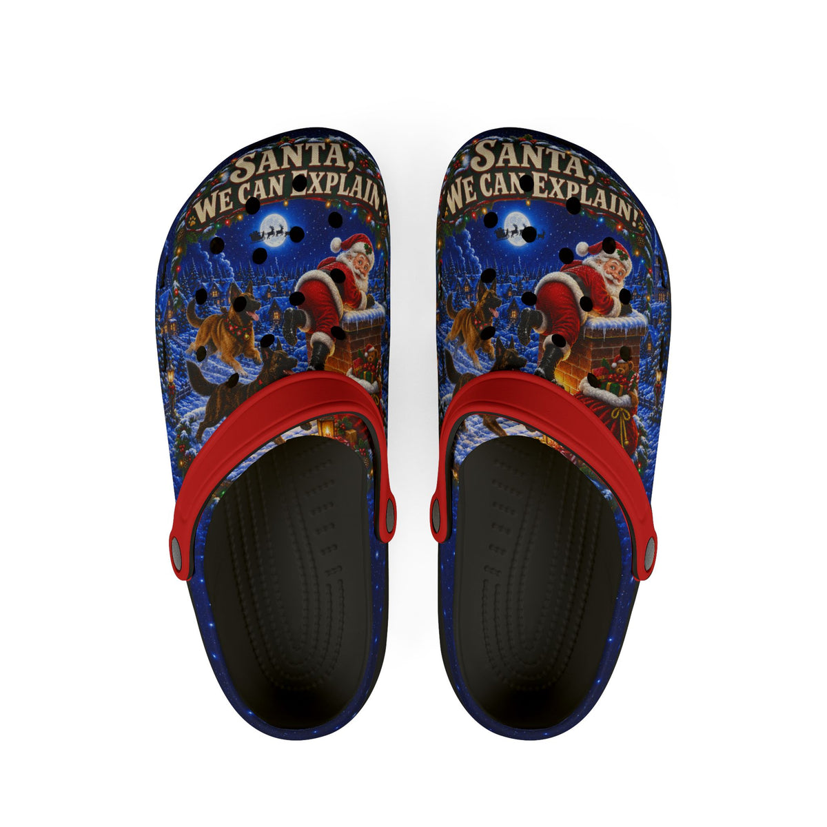 Christmas Santa Clogs – Malinois Dog 'Santa We Can Explain' EVA Foam Slip-Ons