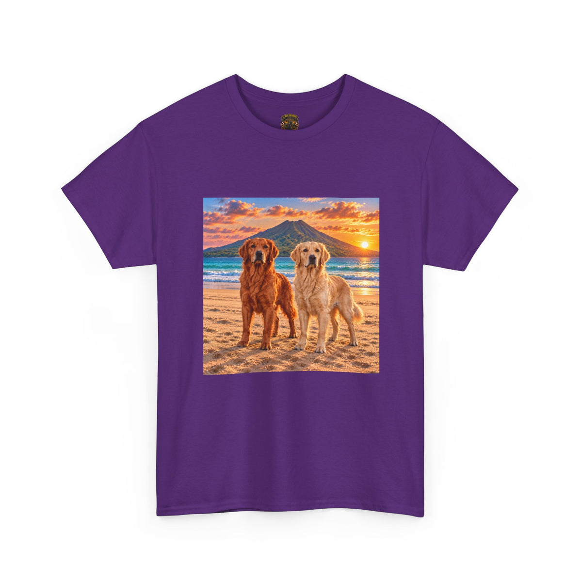 Golden Retrievers on Beach Sunset T-Shirt