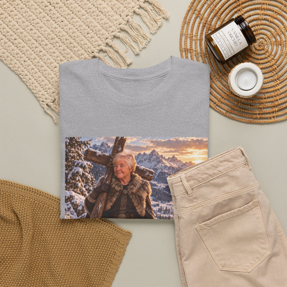 Winter Faith Warrior T‑Shirt — Explorer with Malinois Dog Scenic Graphic Tee
