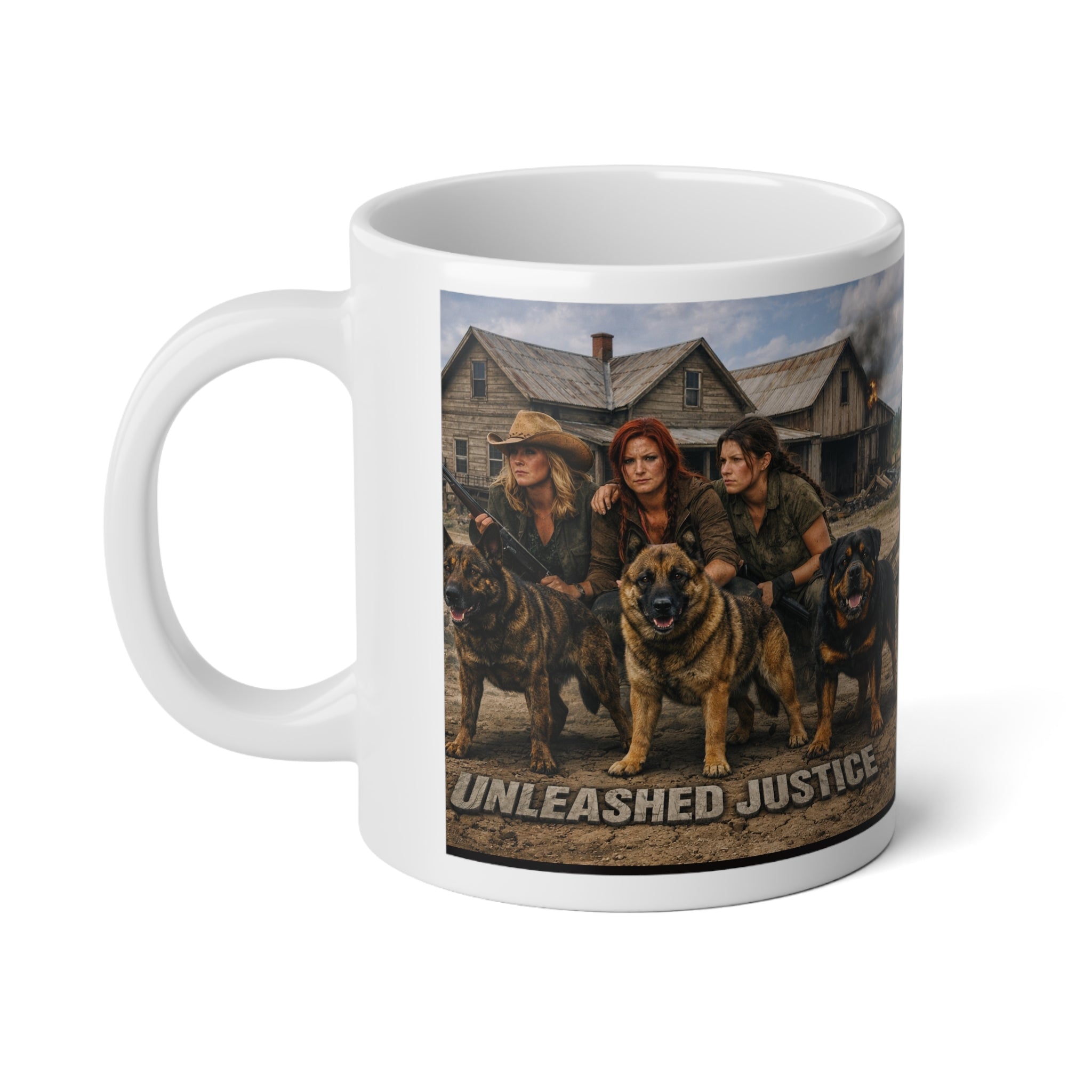 Jumbo Mug — "Unleashed Justice" Rottweiler Ranch 20oz Coffee Mug