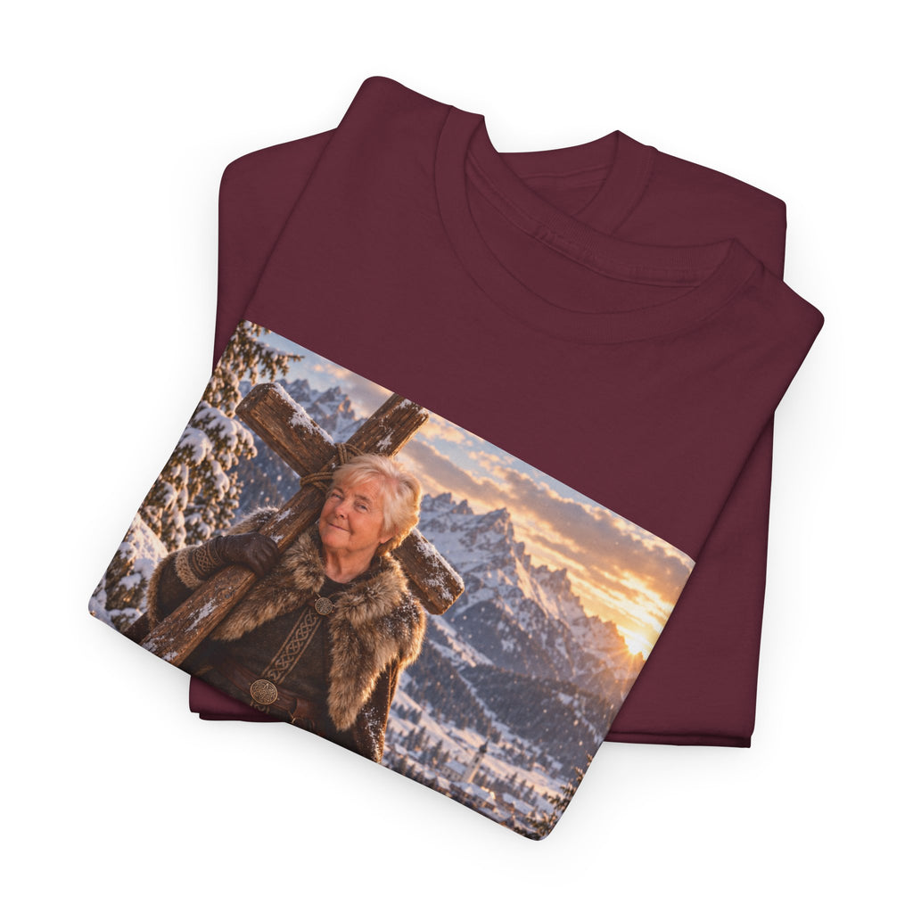 Winter Faith Warrior T‑Shirt — Explorer with Malinois Dog Scenic Graphic Tee