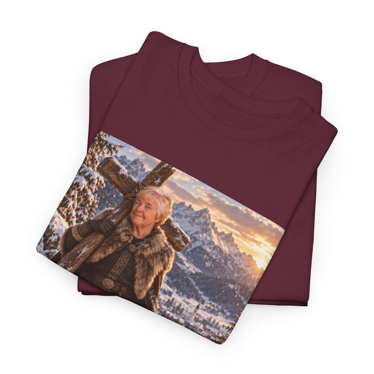 Winter Faith Warrior T‑Shirt — Explorer with Malinois Dog Scenic Graphic Tee