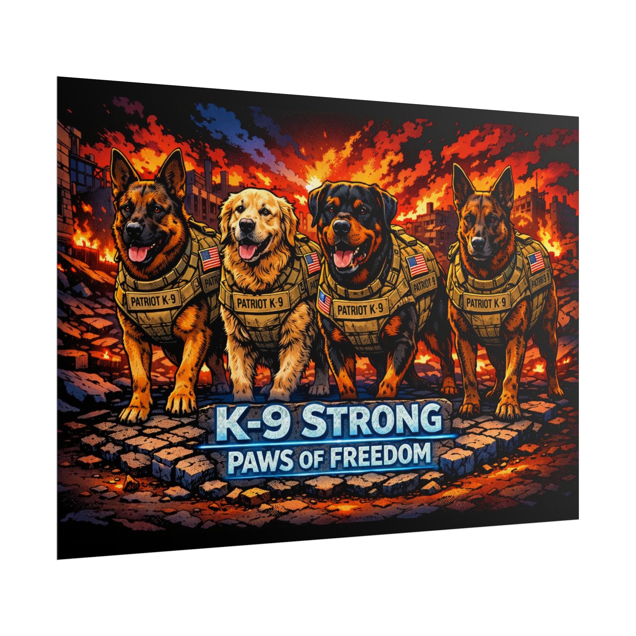 K-9 Strong Poster — "Paws of Freedom" Patriotic Police Dog Wall Art
