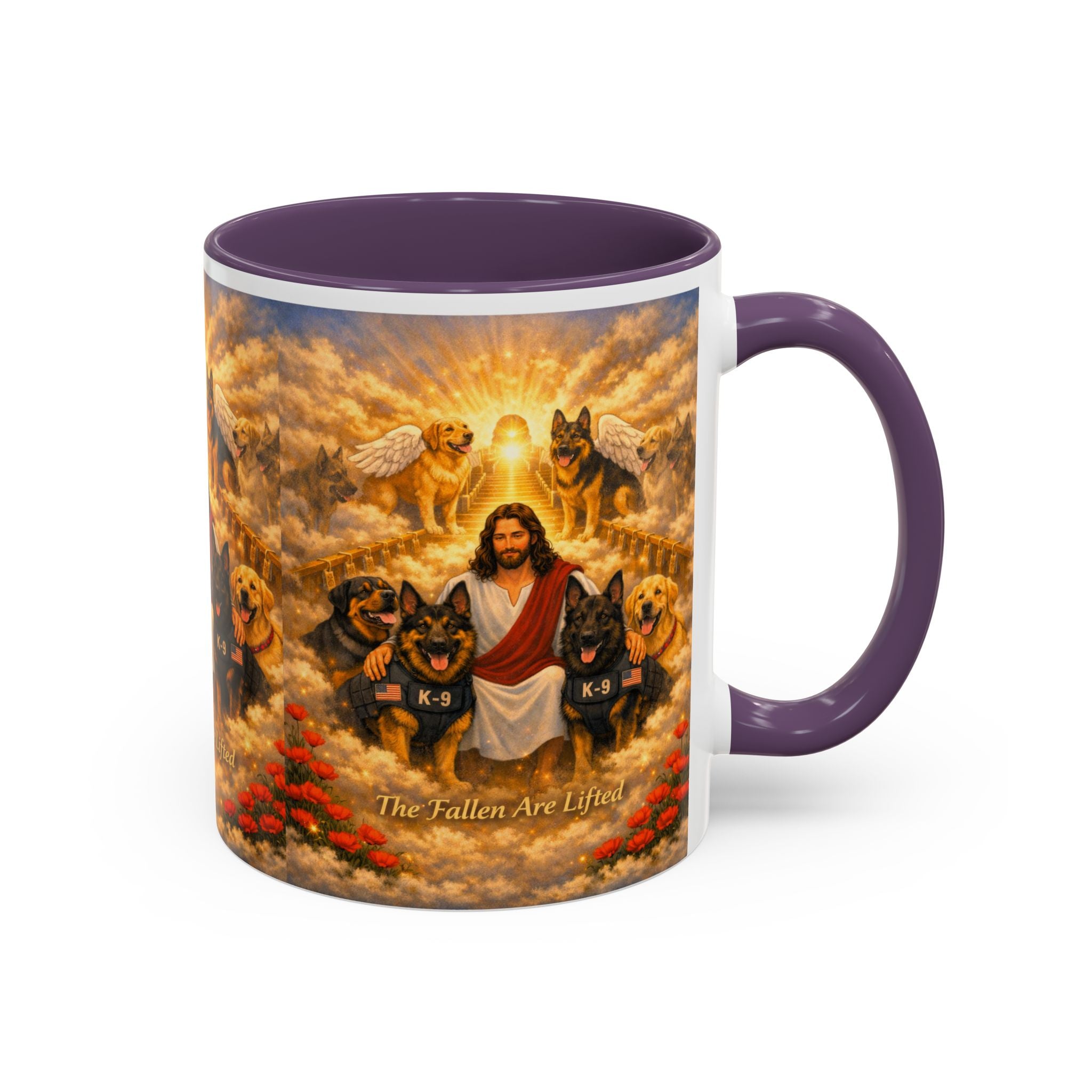 Christian Dog Memorial Coffee Mug — “The Fallen Are Lifted” Accent 11/15oz