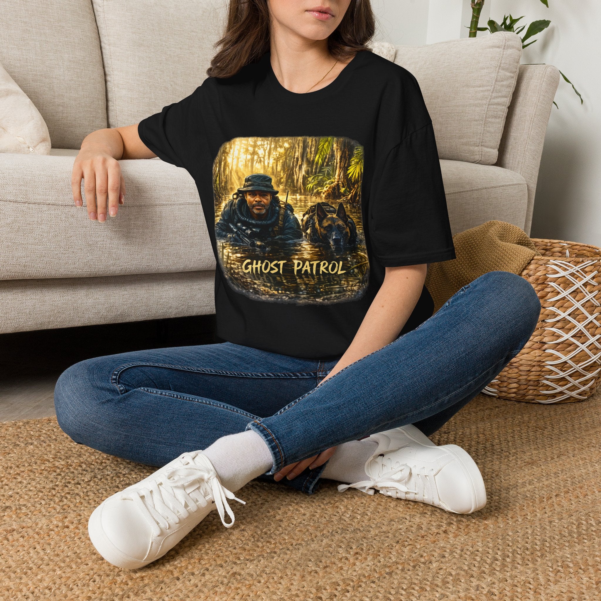 Ghost Patrol T‑Shirt — Tactical Swamp K-9 Rescue Graphic Tee