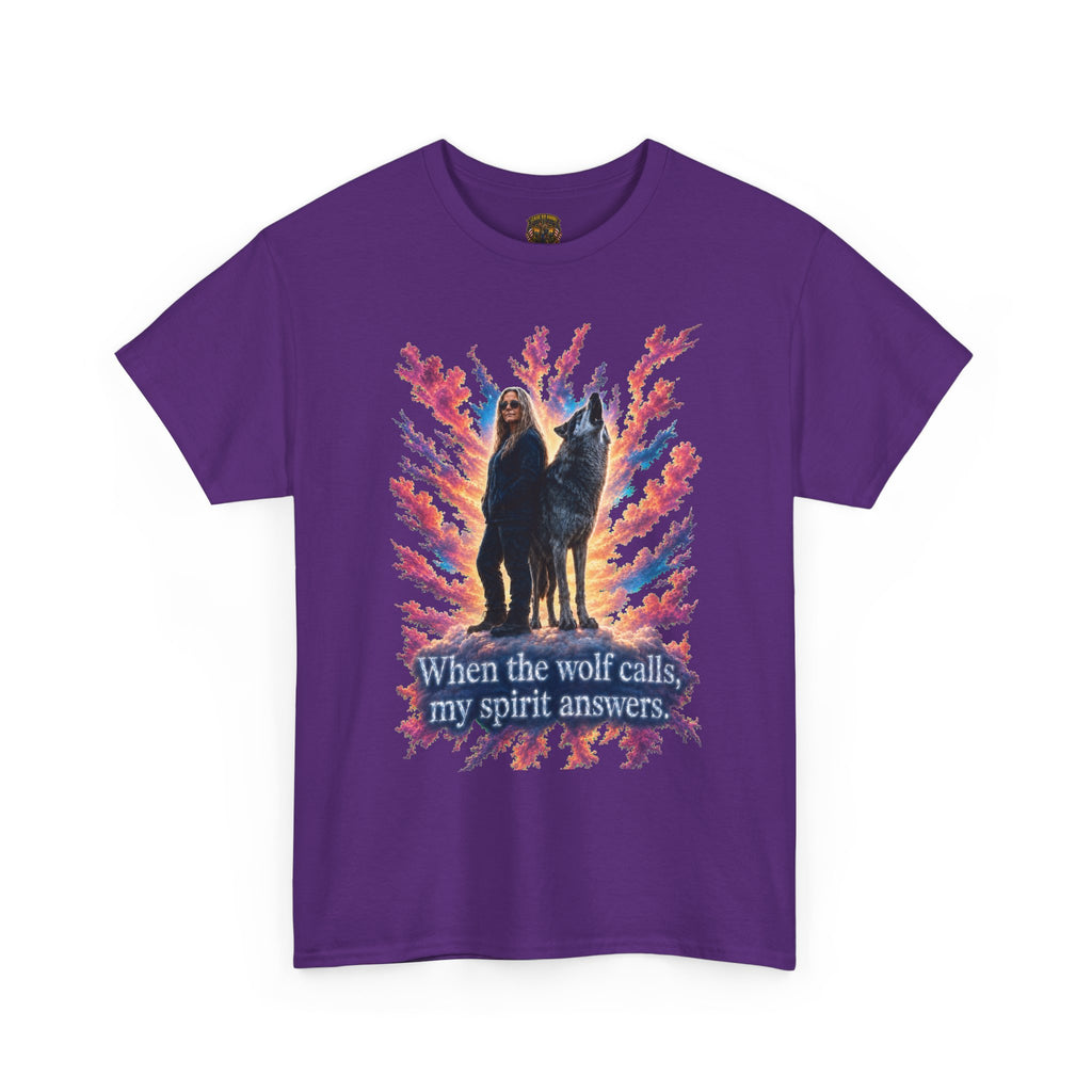 Wolf Spirit T‑Shirt — "When the wolf calls my spirit answers" Graphic Tee