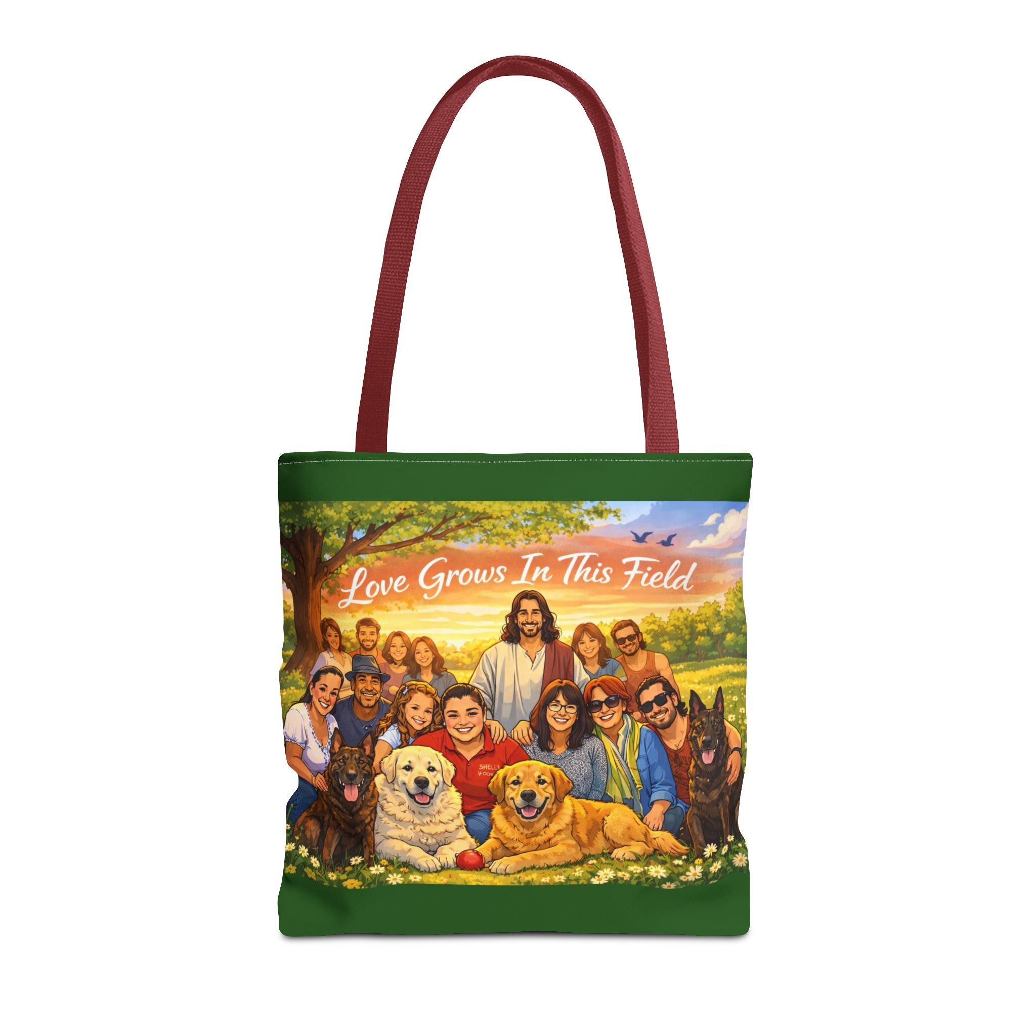 Love Grows In This Field Tote Bag — Jesus & Dogs Inspirational Art Tote
