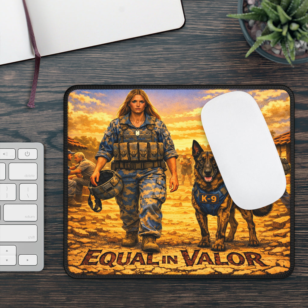 Gaming Mouse Pad — "Equal in Valor" Military K-9 Tribute