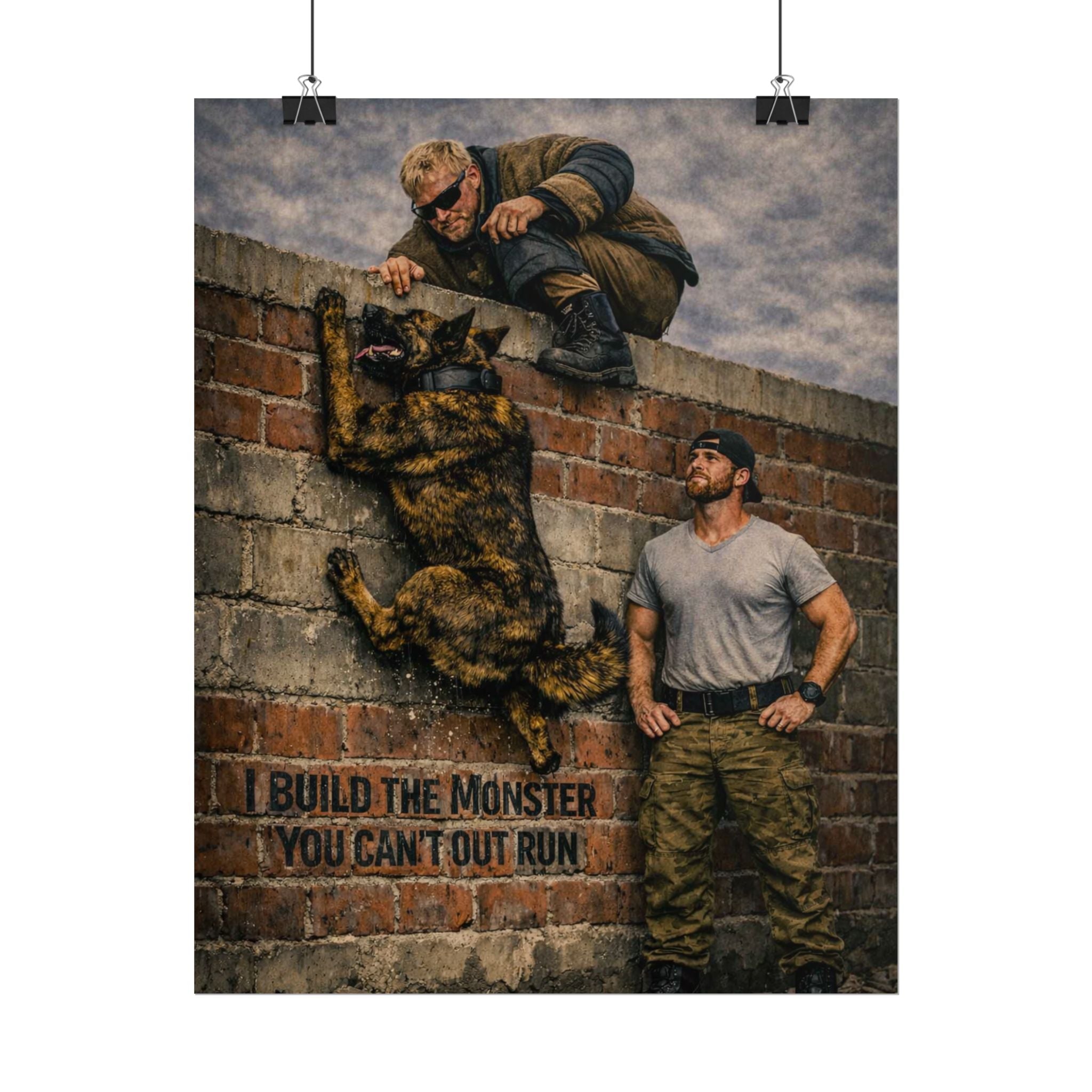 Rolled Poster — 'Build the Monster You Can't Out Run' Tactical K9 Training Art Print