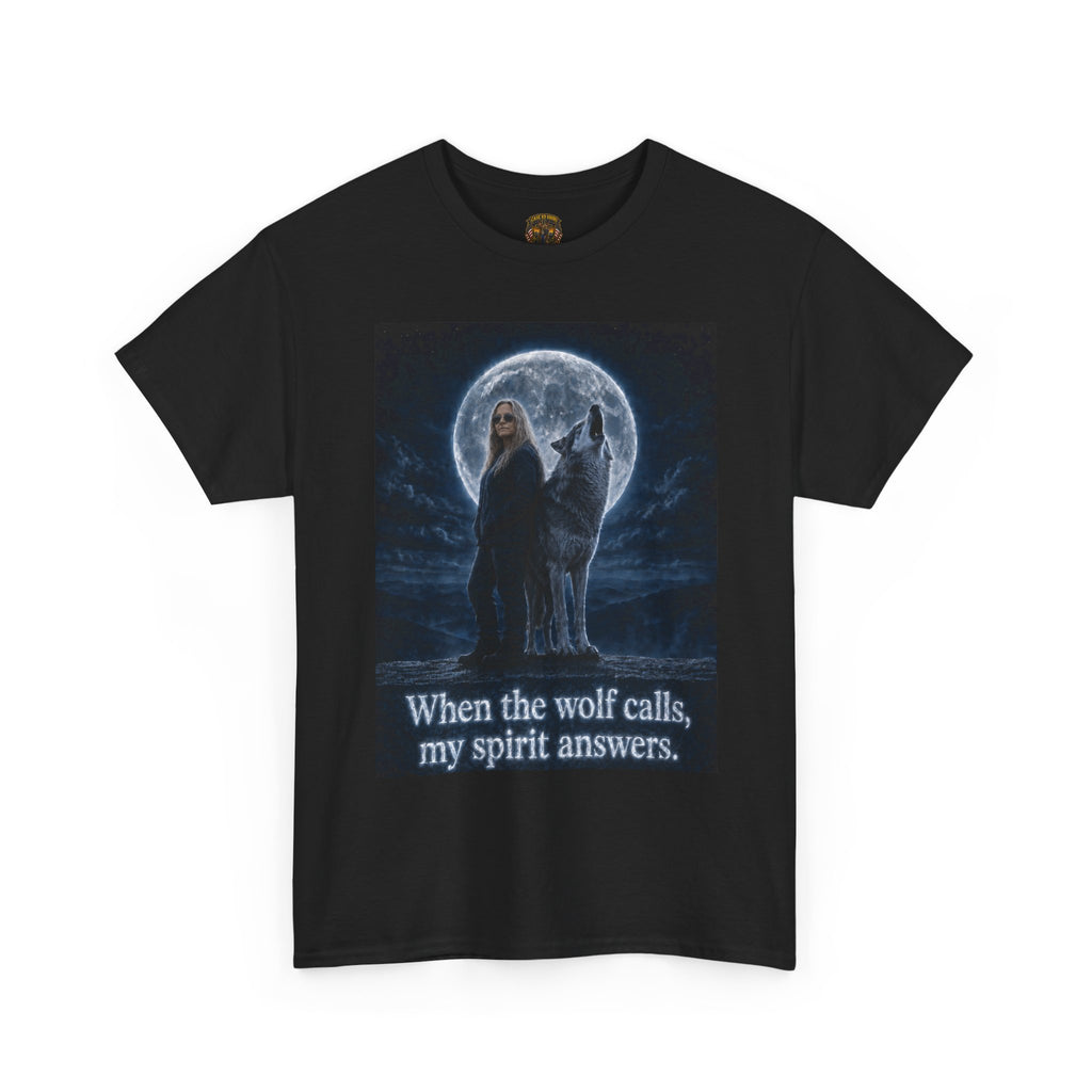 Wolf Spirit T-Shirt — "When the wolf calls, my spirit answers" Mystic Moon Tee