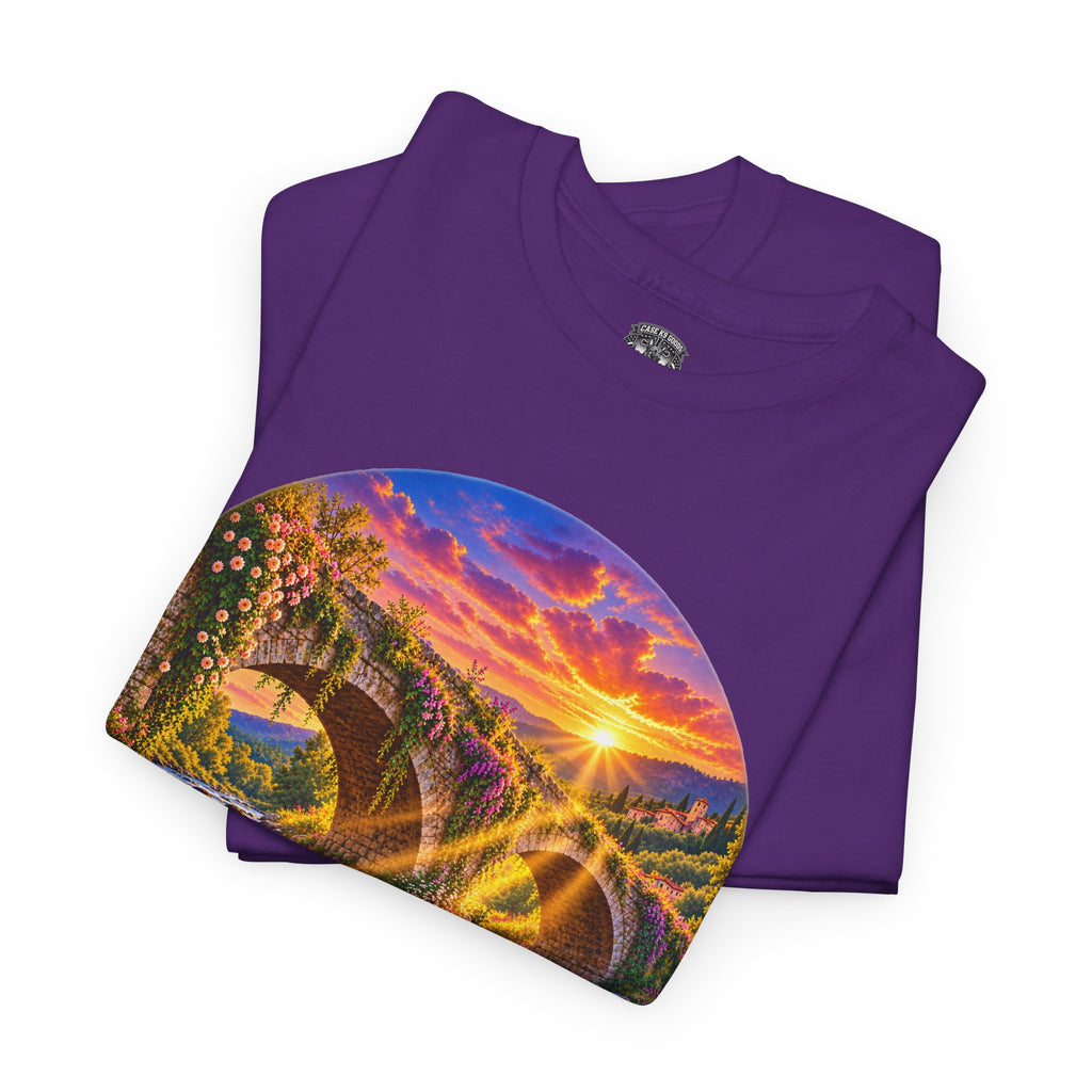 Inspirational Sunset Bridge Scenic T-Shirt — 'Faithful' Roadtrip Nature Tee