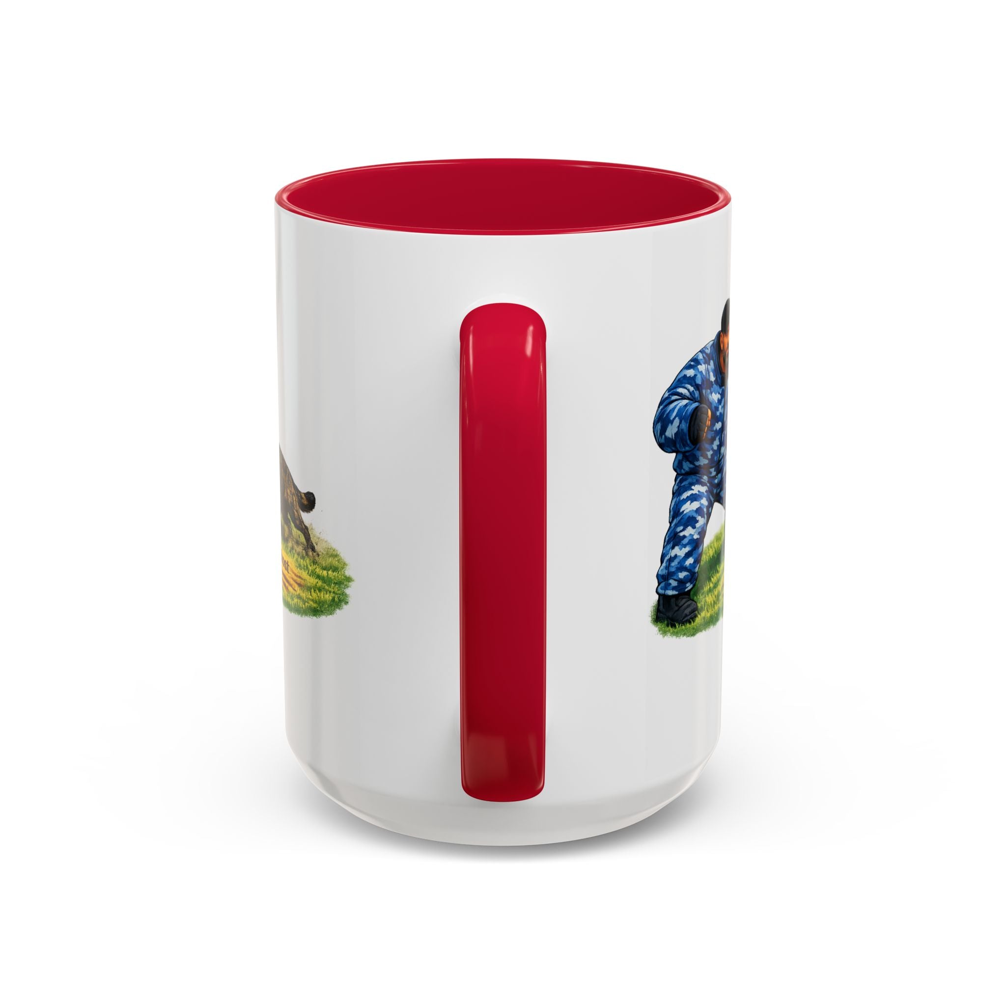 K9 Protection Trainer Mug — “The Brindle Ghost Hits First” Color Accent Coffee Cup (11oz/15oz)
