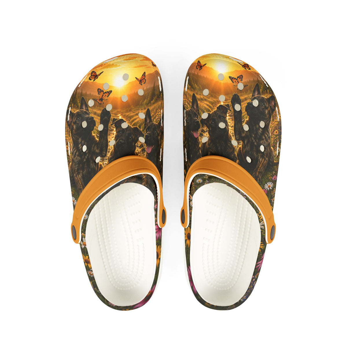 Dutch Shepherd Puppies Sunset EVA Foam Clogs — Lightweight Garden & Beach Slip-Ons