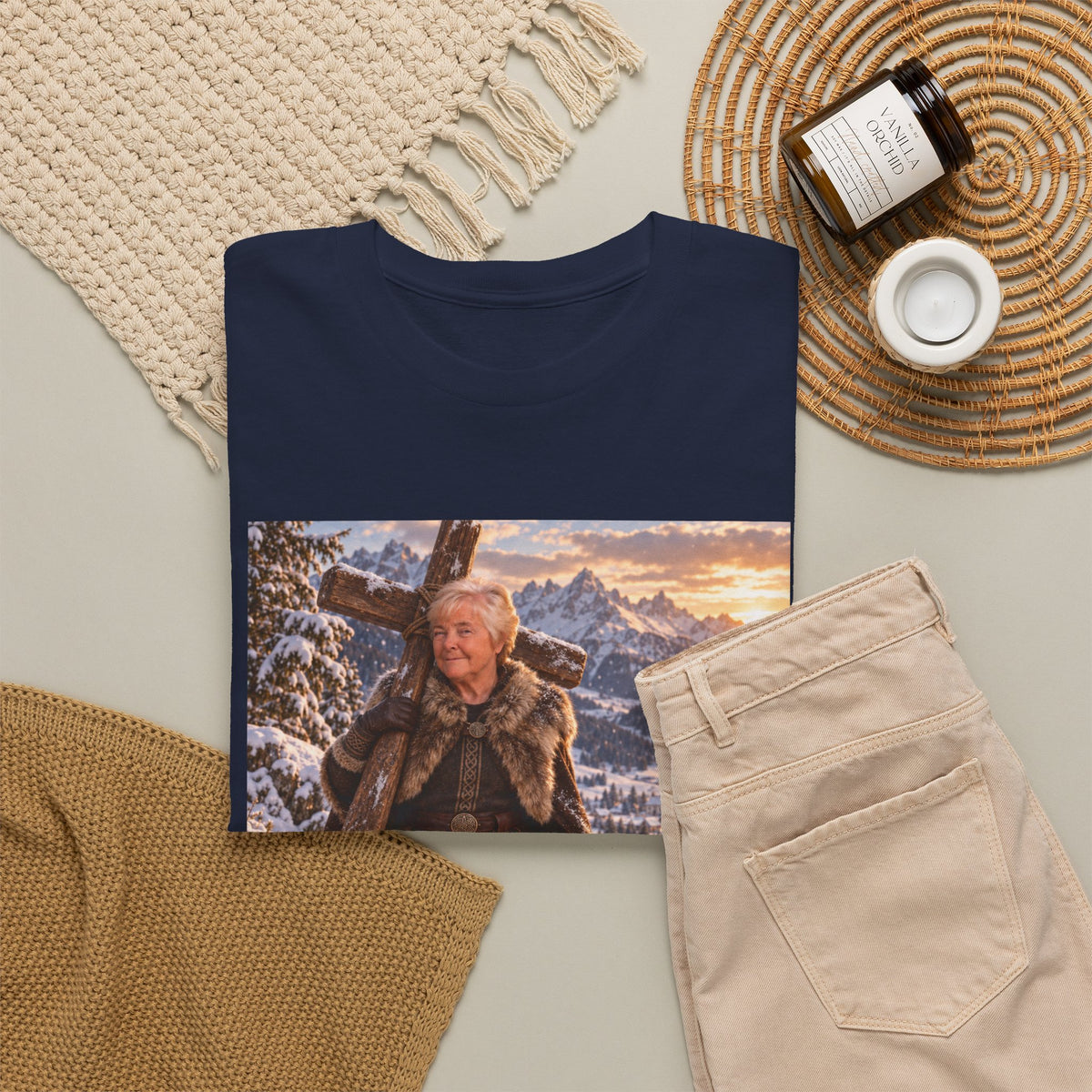 Winter Faith Warrior T‑Shirt — Explorer with Malinois Dog Scenic Graphic Tee