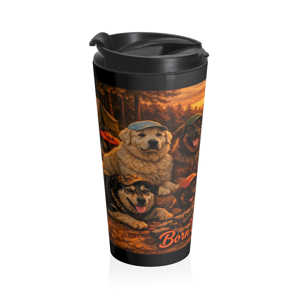 Rustic Bear Family Travel Mug — 'Born Country' Insulated Stainless Steel Tumbler