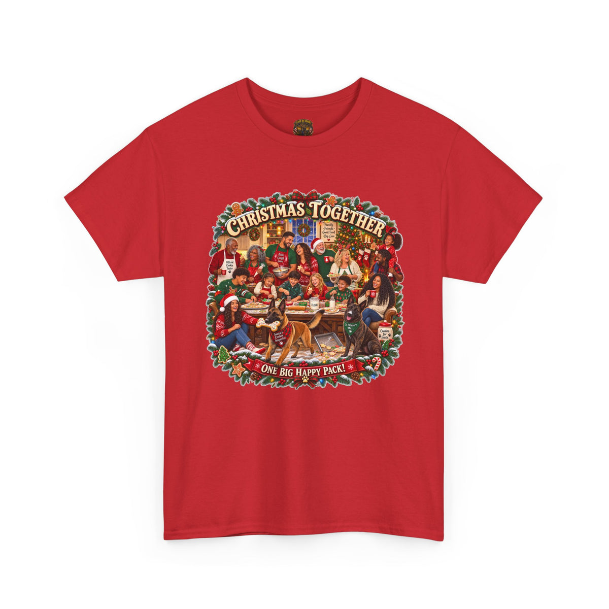 Christmas Together Tee — Vintage Family Holiday Scene "One Big Happy Place"