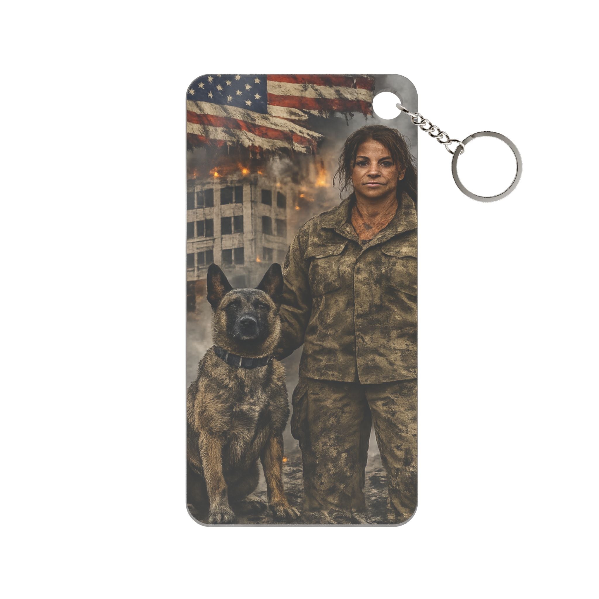 Patriotic Military K9 Soldier Keychain Charm