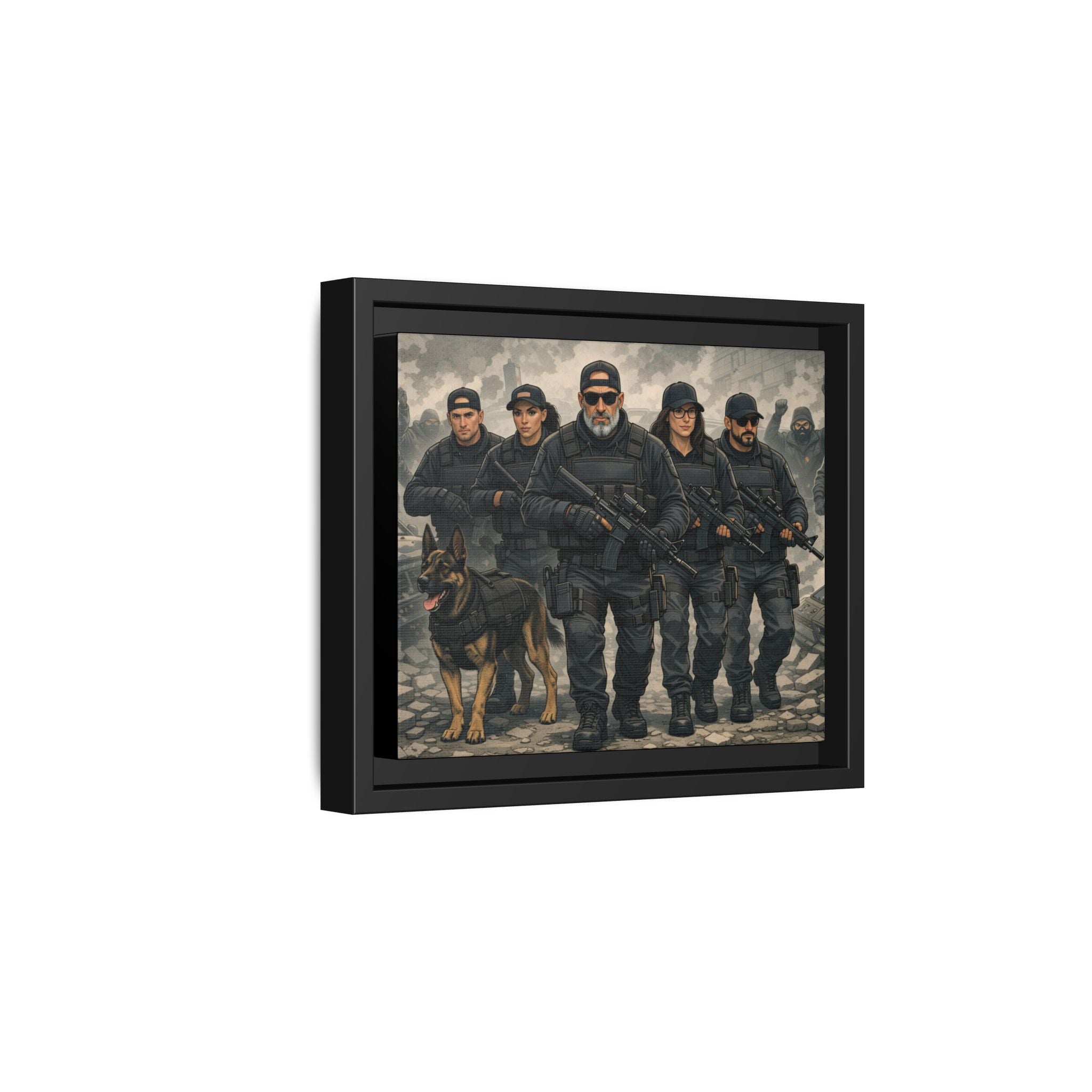 Framed Matte Canvas - Tactical SWAT Team Wall Art (K9 Unit)