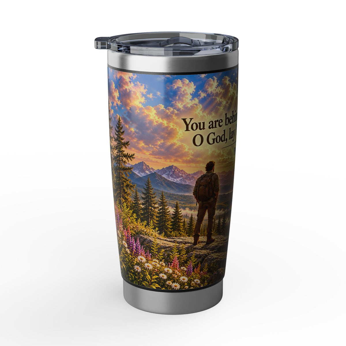 Psalm 139:5 Landscape Tumbler — Christian Inspirational Travel Mug