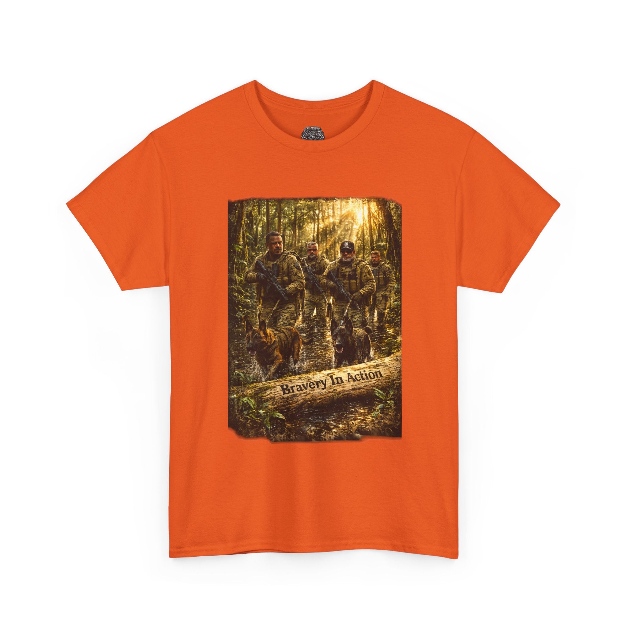 Hunting  K-9 Military Crew Tee — " Service In Action" Forest Camouflage Graphic