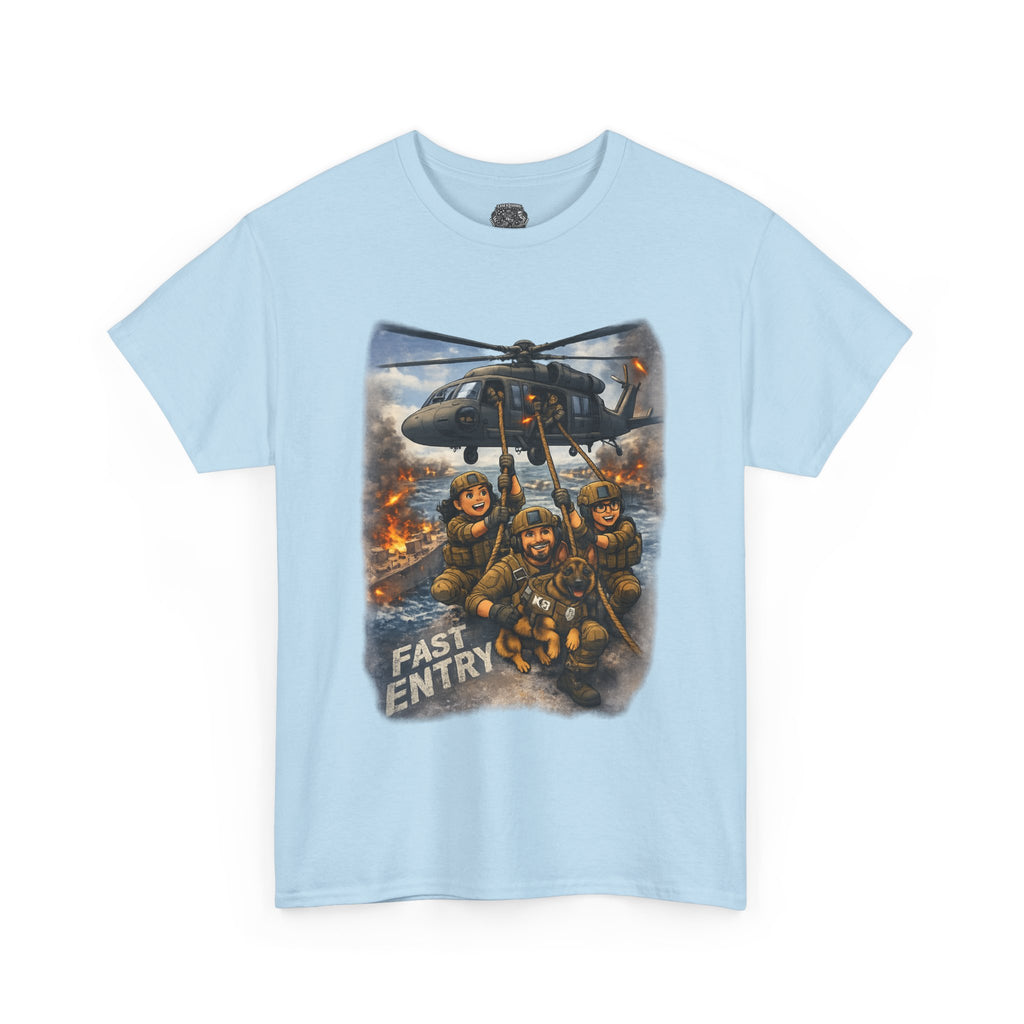 Military Helicopter Insertion Tee — "Fast Entry" Graphic T-Shirt