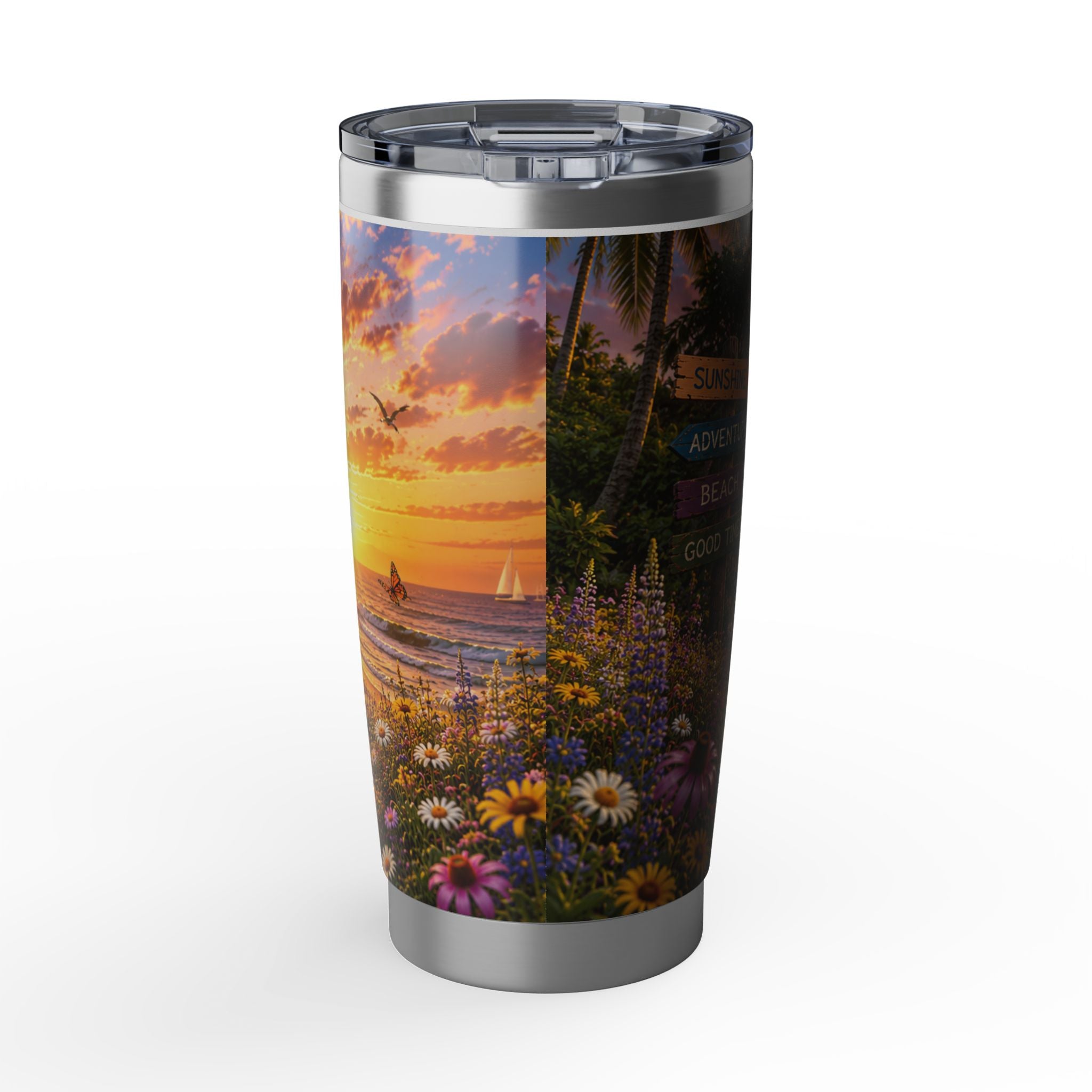 French Bull Dog Vagabond 20oz Tumbler — Tropical Sunset Dogs Travel Mug