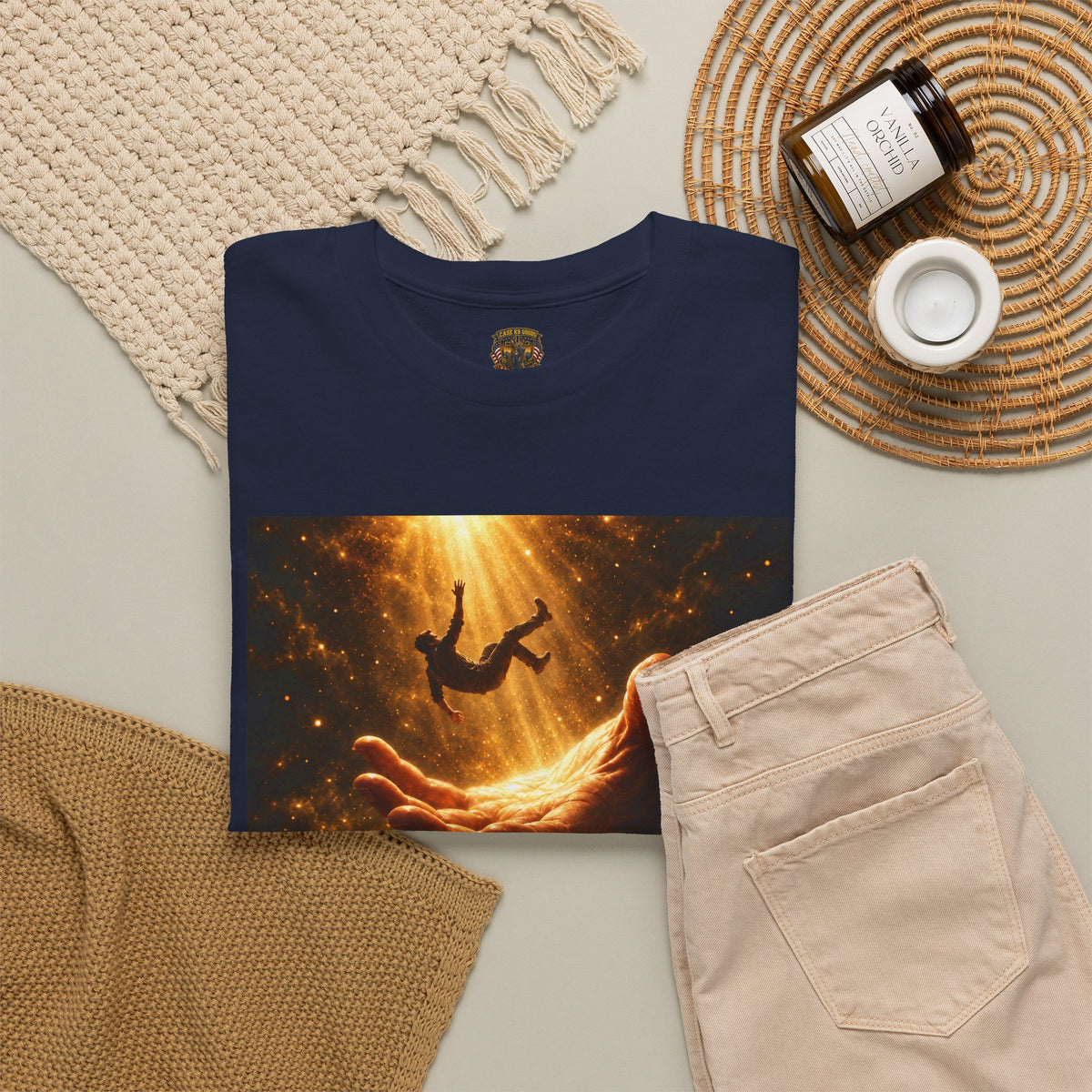 Christian T-Shirt - Psalm 37:24 Hand of God Rescues Graphic Tee