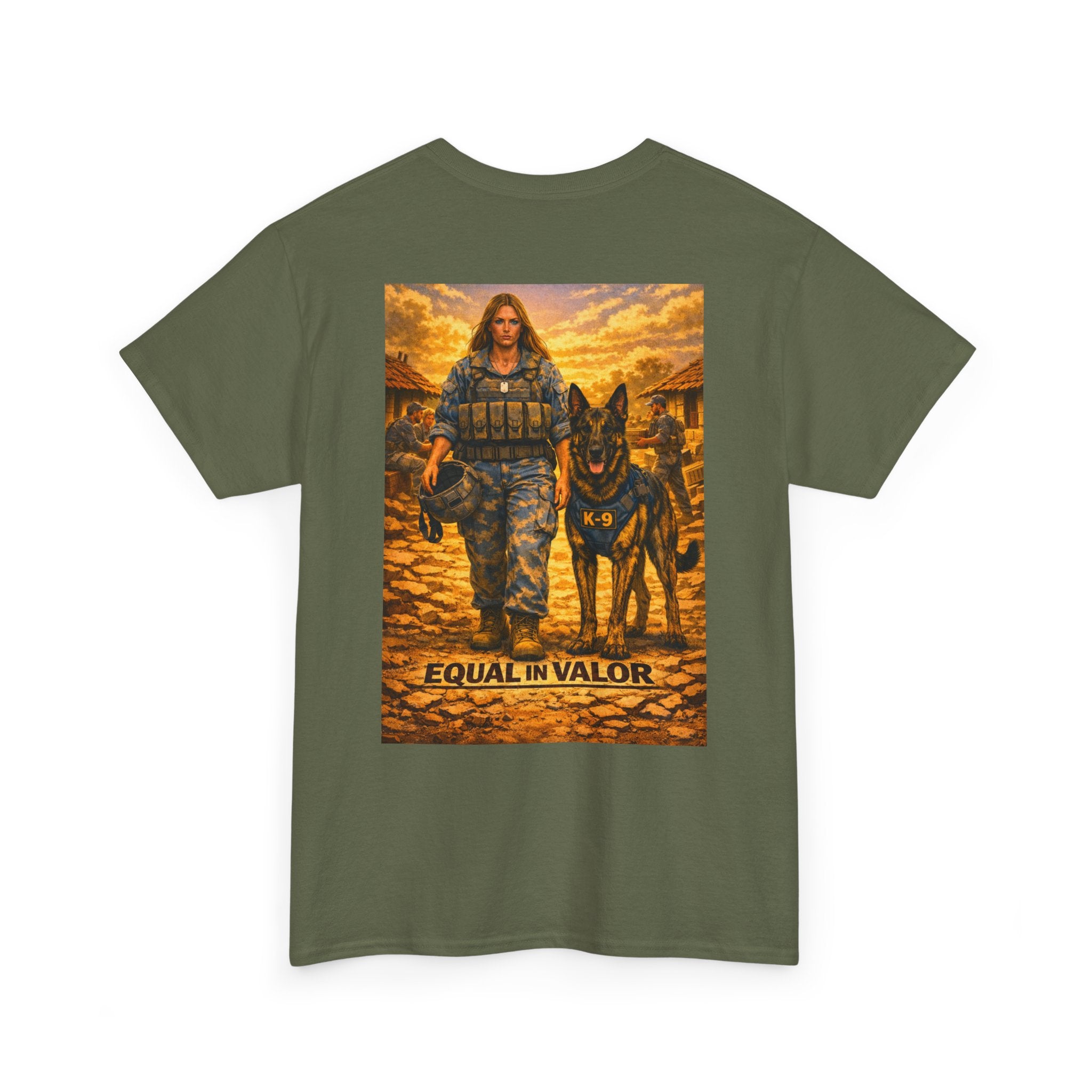 Equal in Valor T-Shirt — K9 Police Handler & Dog Tribute Tee