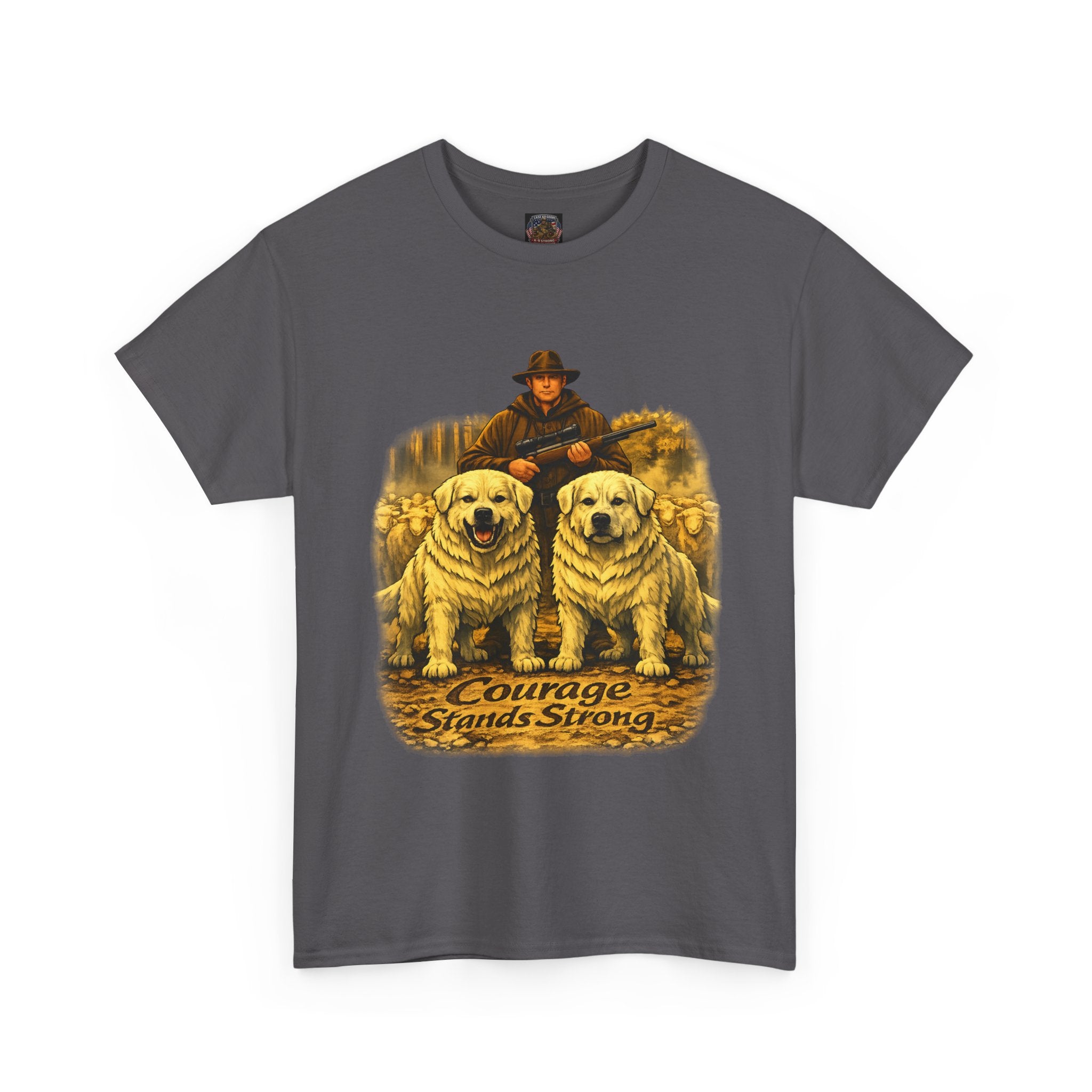 T-Shirt — Courage Stands Strong Vintage Shepherds & Dogs Graphic Tee