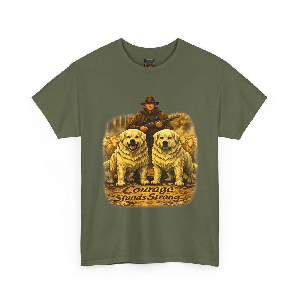 T-Shirt — Courage Stands Strong Vintage Shepherds & Dogs Graphic Tee